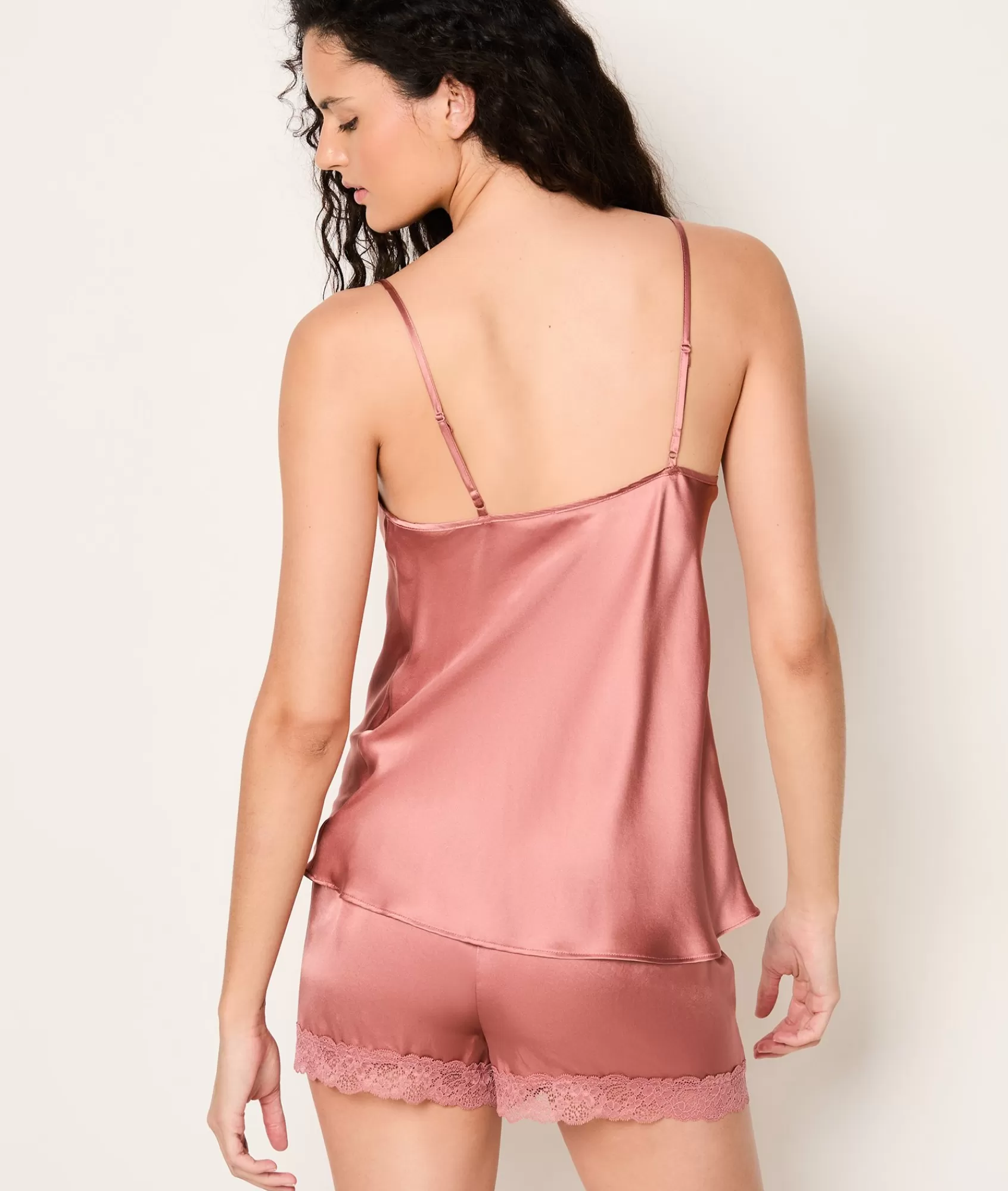 Etam Pyjama Tops>Caraco en soie détails dentelle