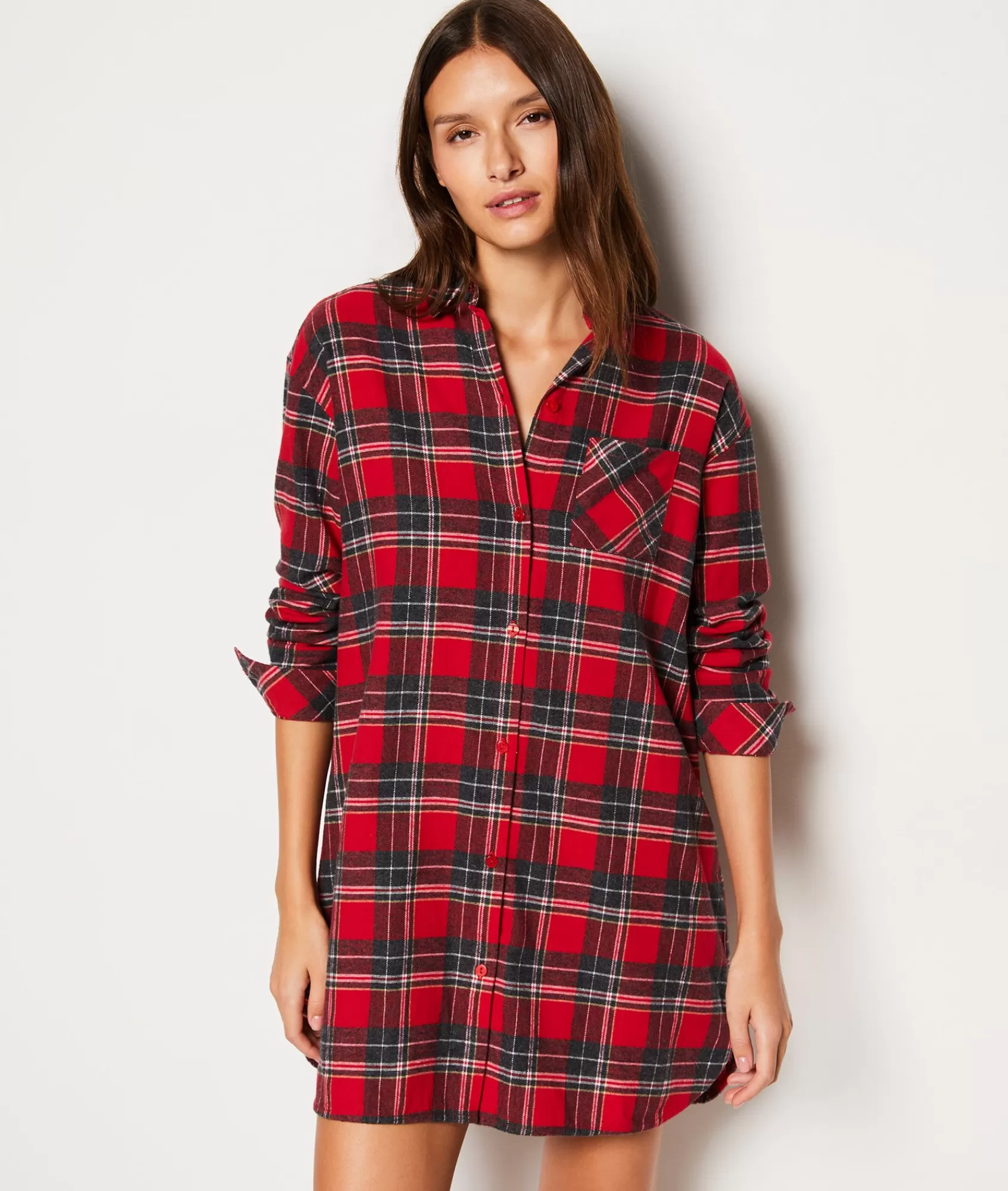 Etam Nightshirts>Chemise de nuit en coton à carreaux