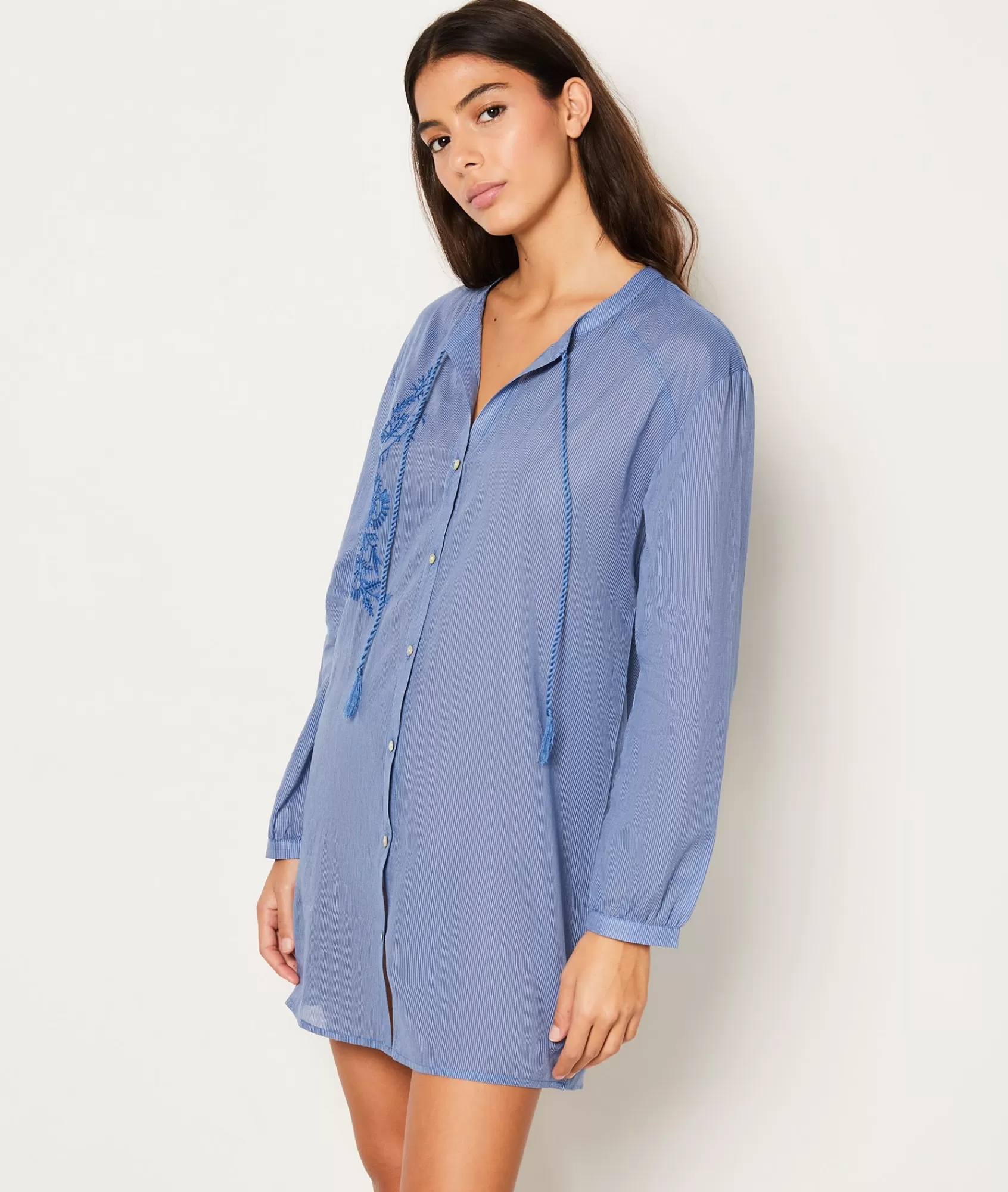 Etam Nightshirts>Chemise de nuit en coton détails broderie