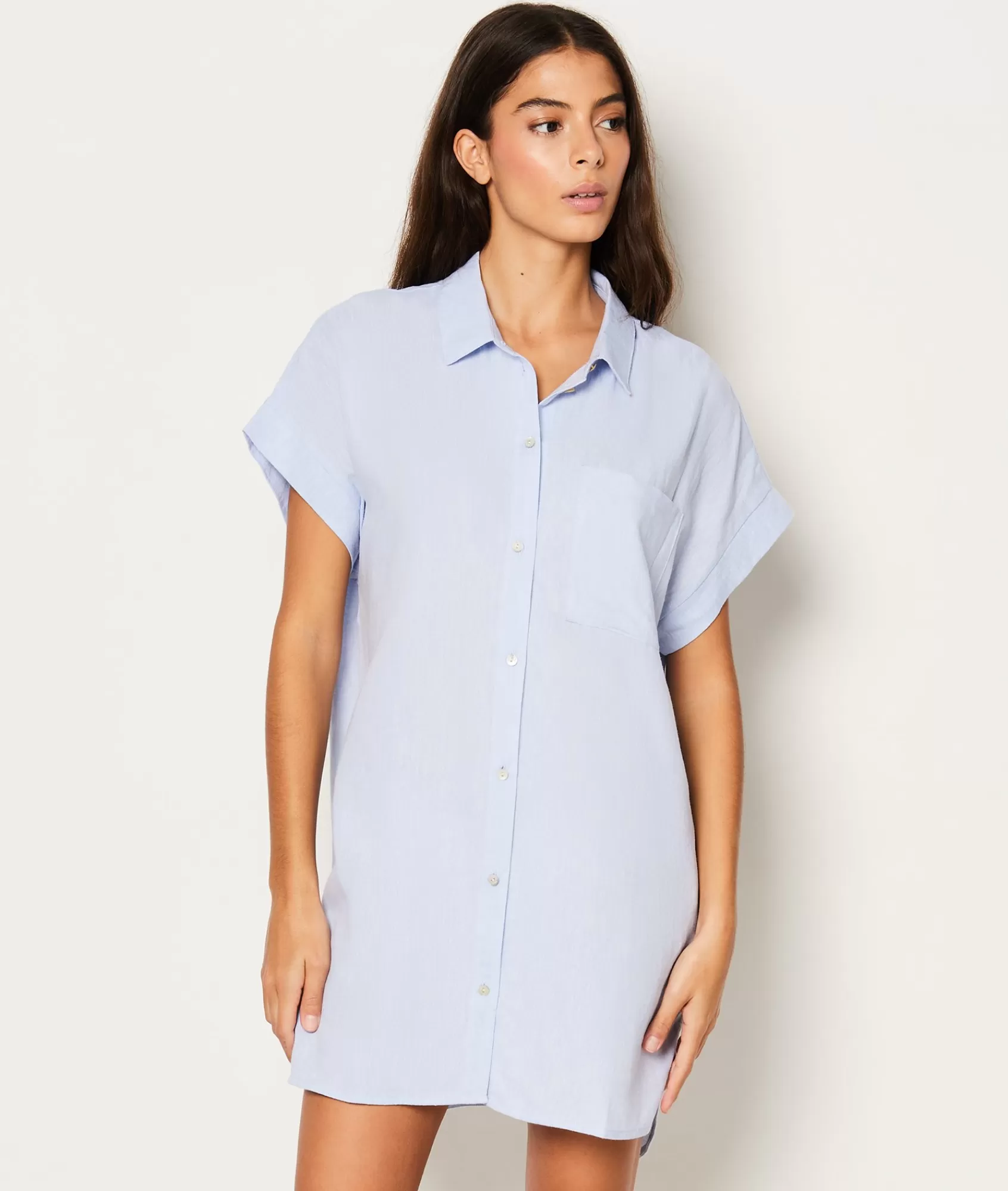 Etam Nightshirts>Chemise de nuit manches courtes en lin