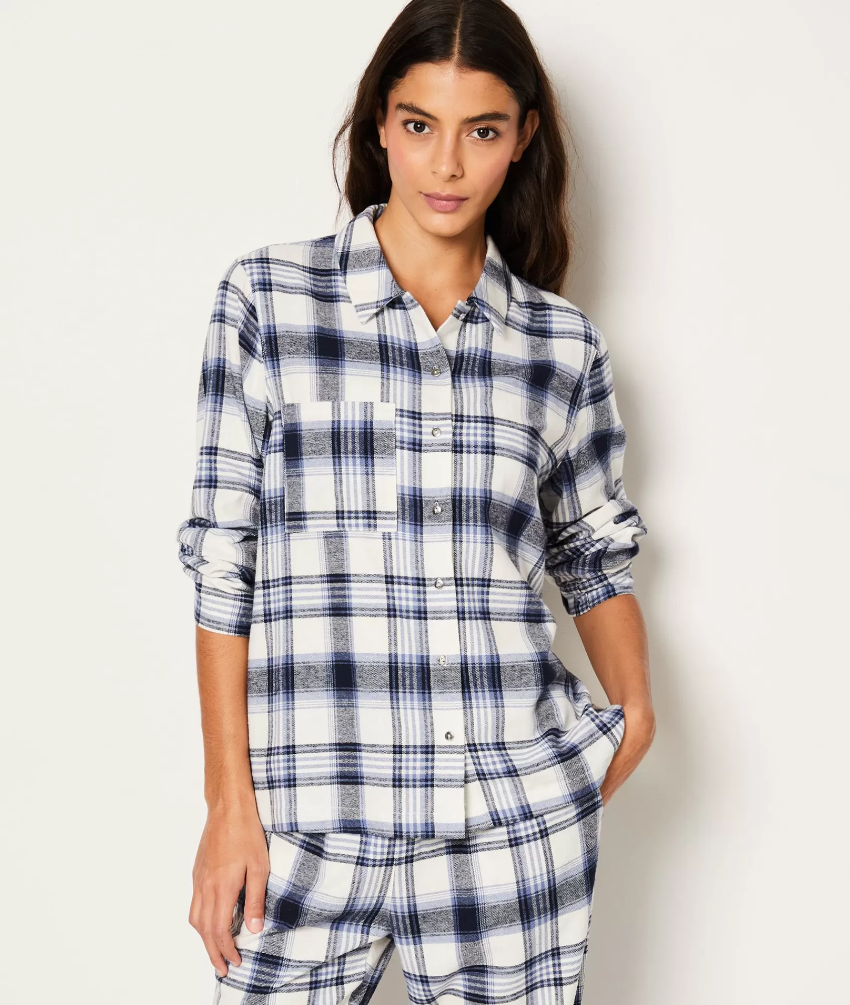 Etam Pyjama Tops>Chemise de pyjama en coton à carreaux