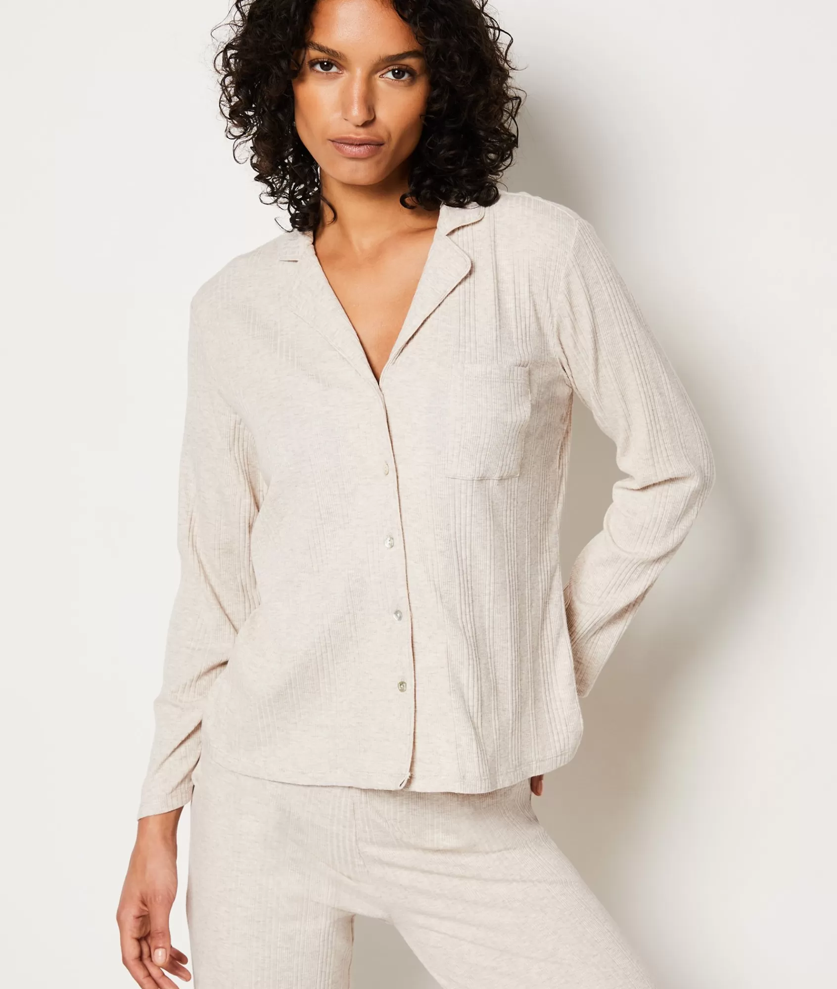 Etam Pyjama Tops>Chemise de pyjama en maille côtelée Richelieu