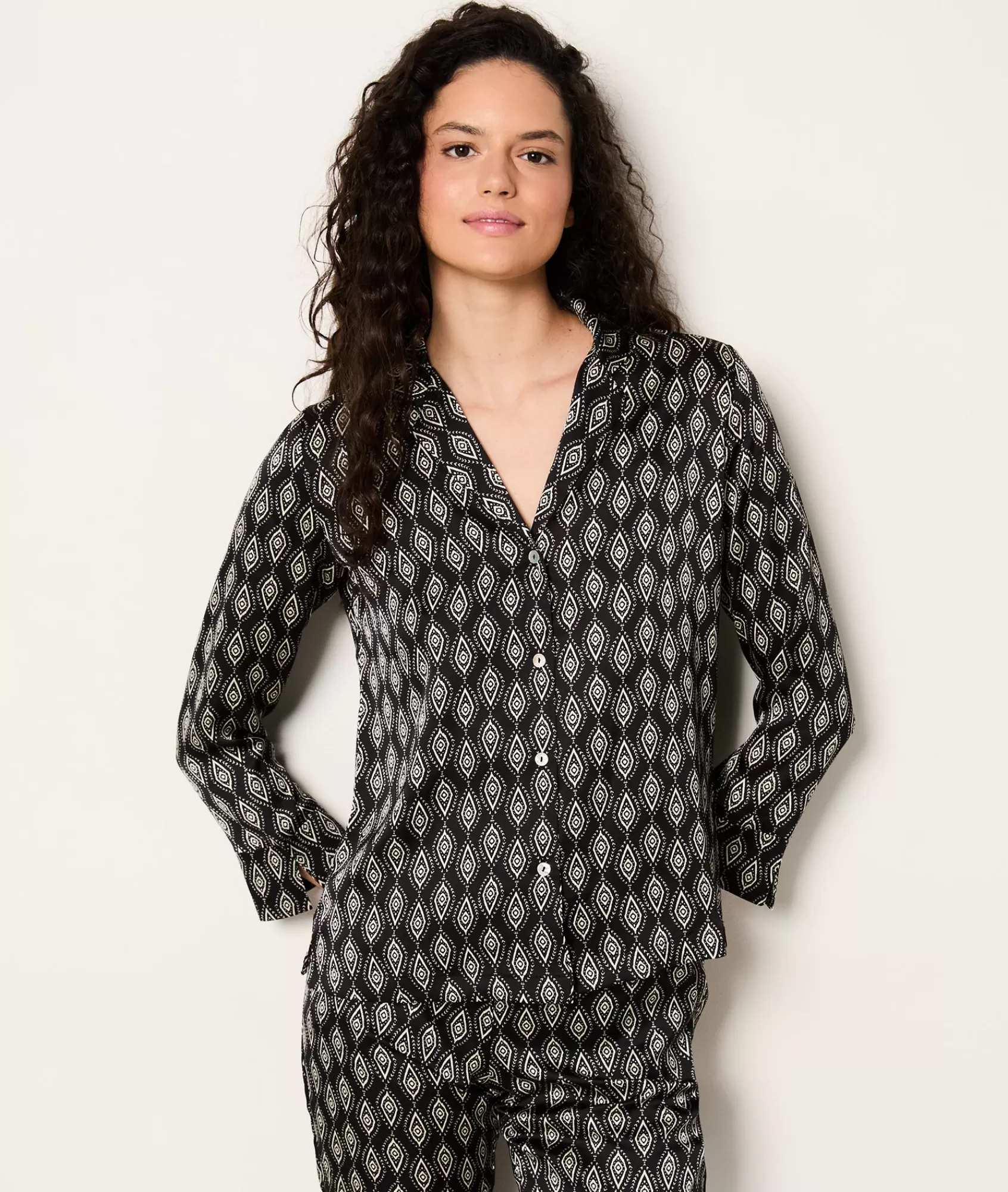 Etam Pyjama Tops>Chemise de pyjama satinée imprimée