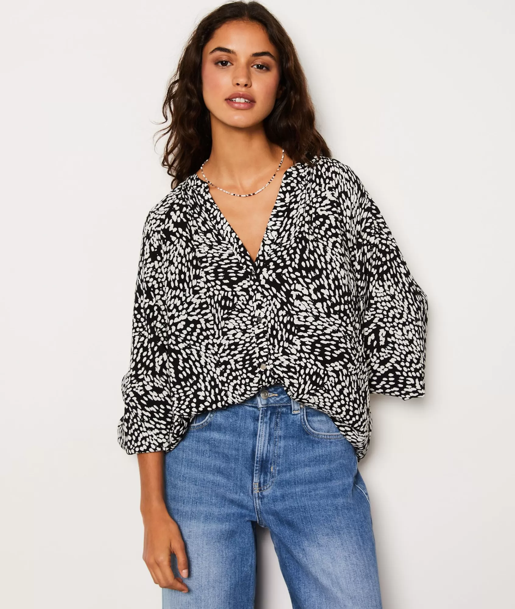 Etam Printed Blouses & Shirts | Flowy Shirts>Chemise fluide boutonnée à motifs