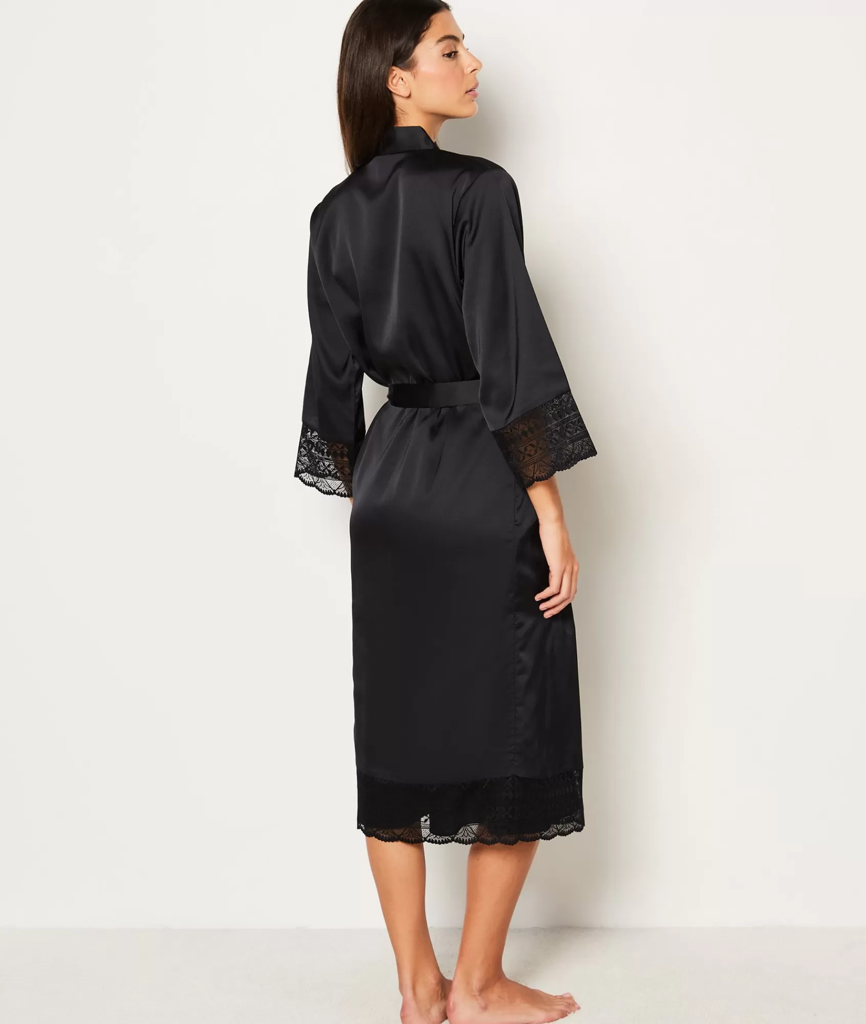Etam Robes & Kimonos>Déshabillé satiné détails dentelle