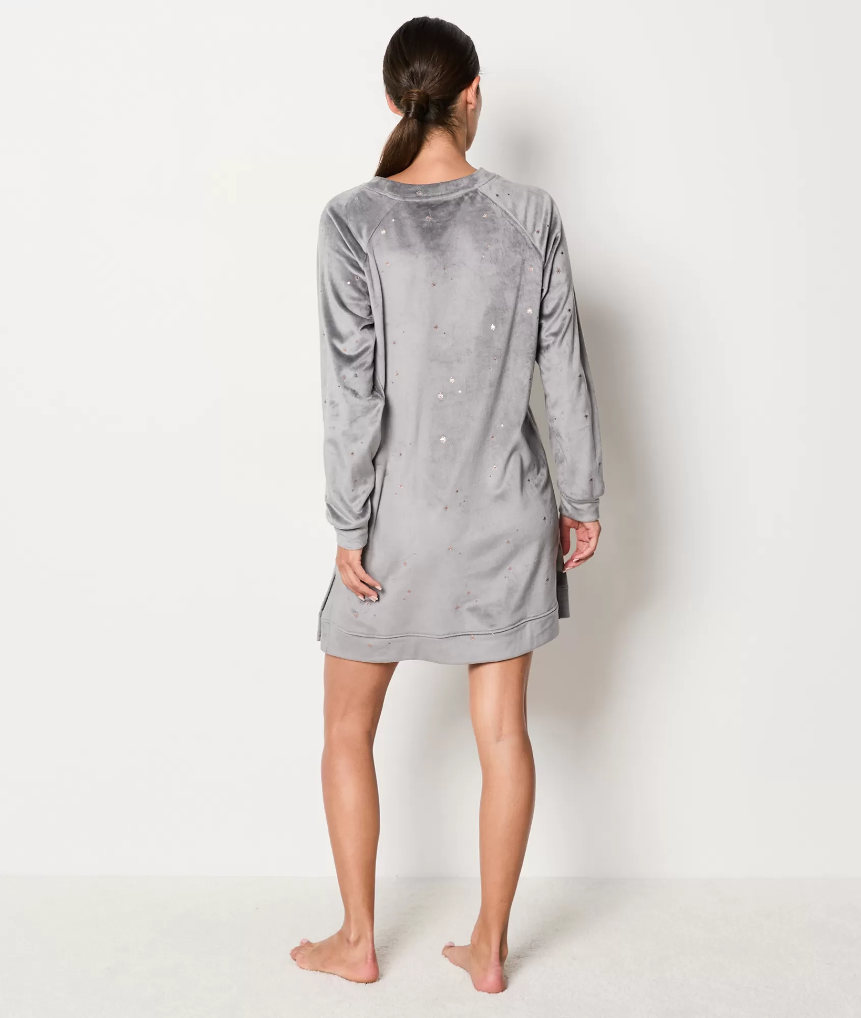 Etam Nightshirts>Fleece Nightshirt with Star Pattern