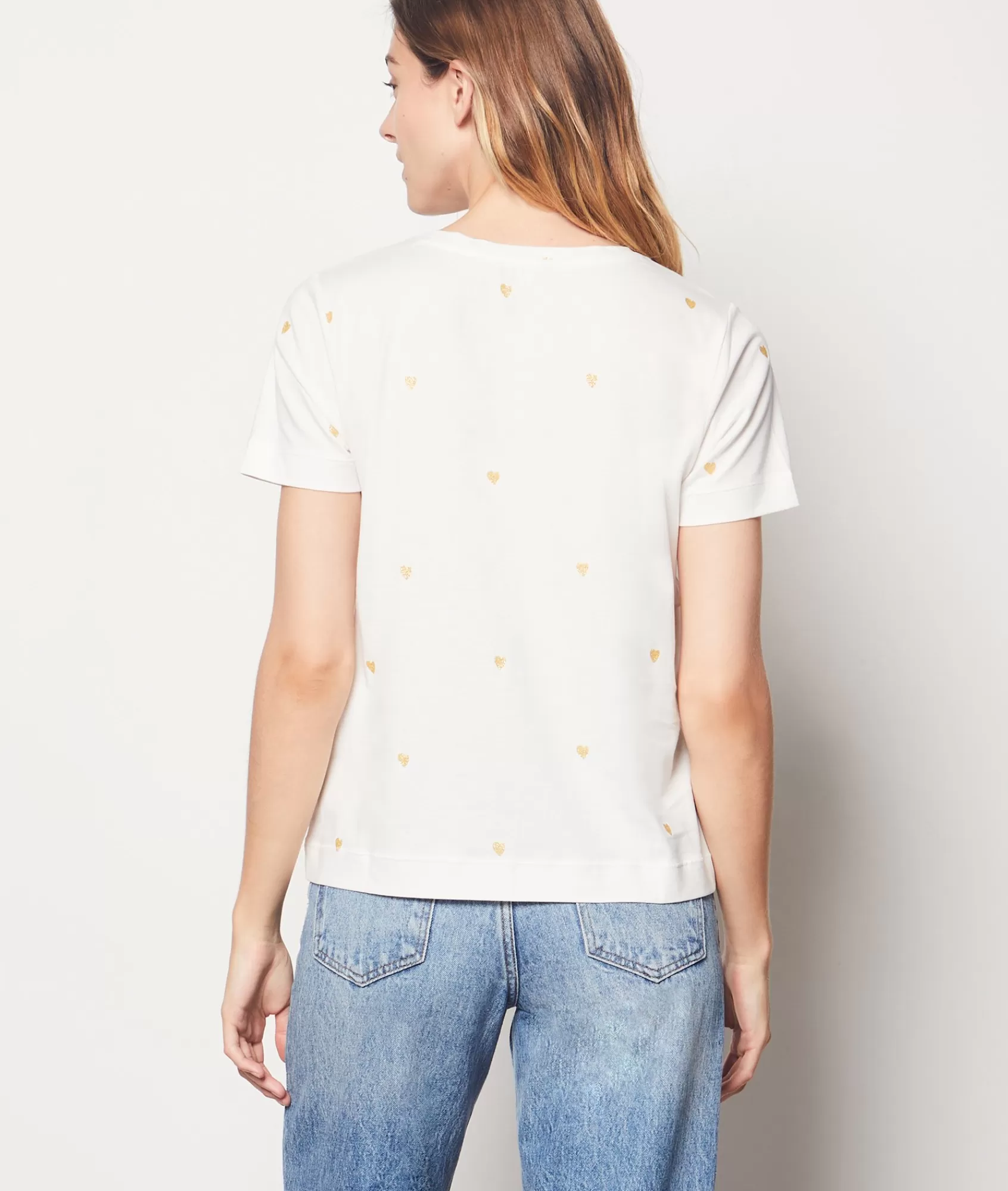 Etam T-shirts>Heart Print 100% Cotton T-shirt