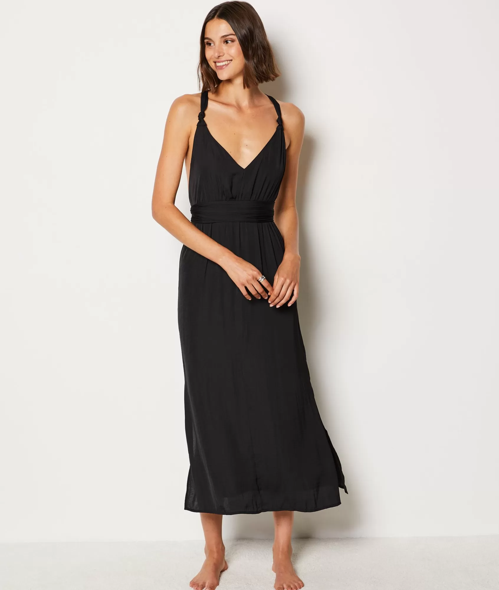 Etam Nightgowns>Long Satin Nightdress with Tie Belt