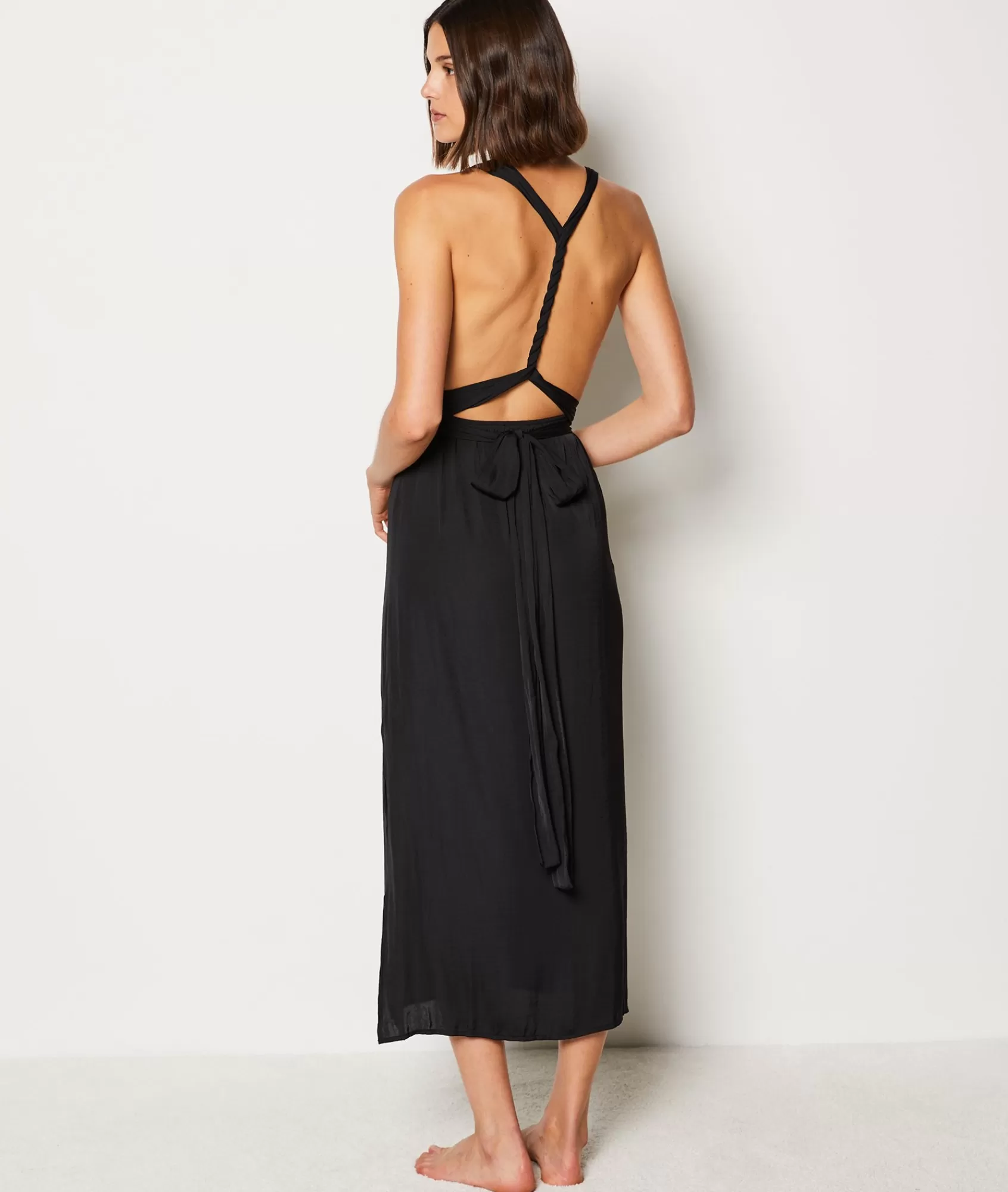 Etam Nightgowns>Long Satin Nightdress with Tie Belt