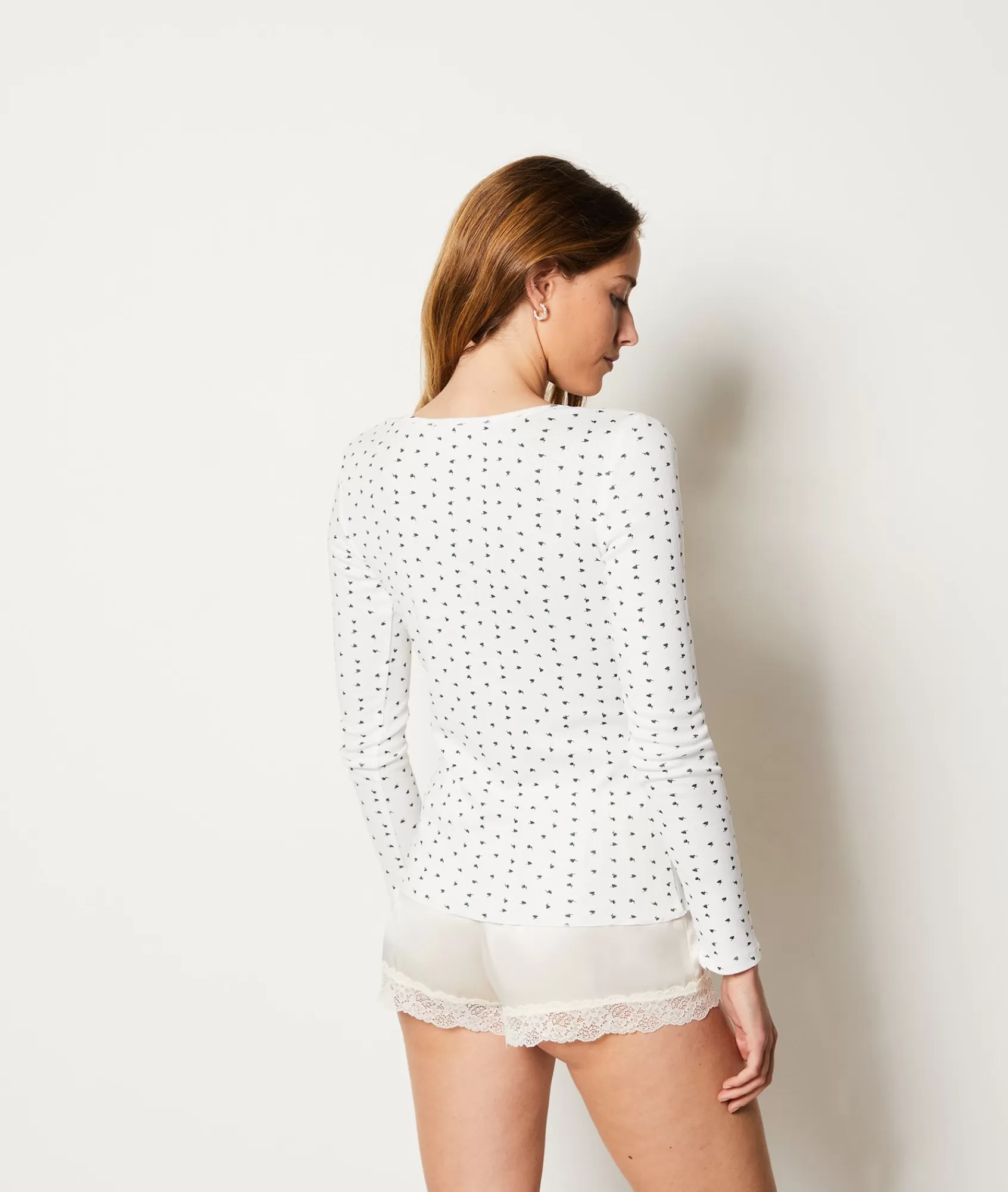Etam Pyjama Tops>Long-sleeved Ribbed Pyjama Top