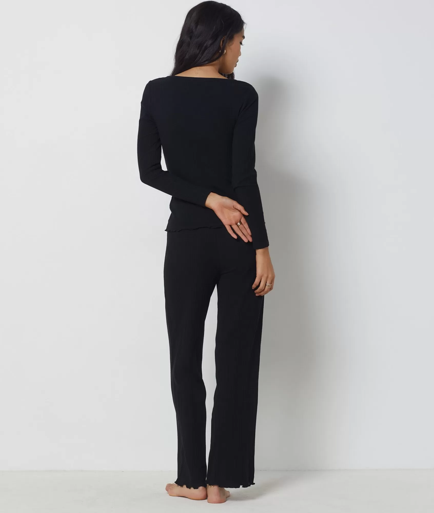 Etam Pyjama Tops>Long-sleeved T-shirt in Richelieu ribbed knit