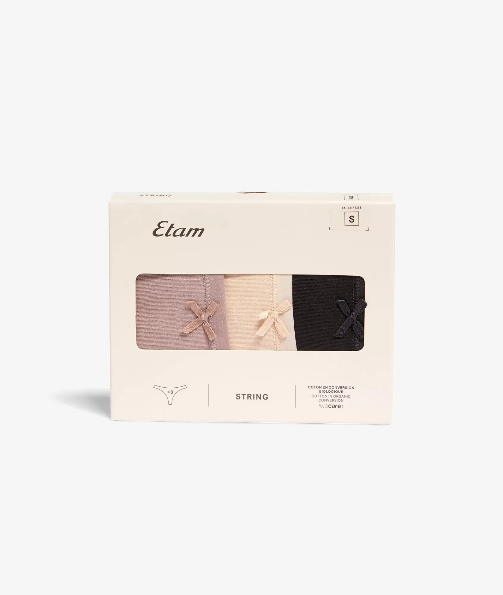 Etam Multipack Briefs | Thongs>Lot de 3 strings coloris assortis en coton biologique
