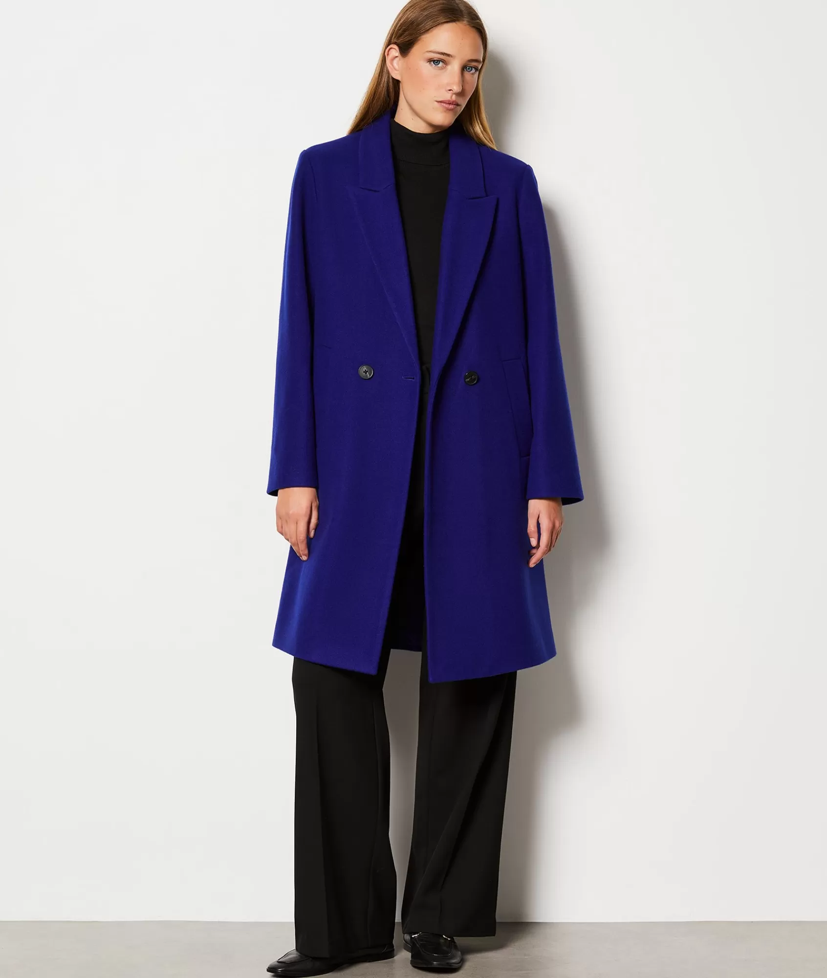 Etam Coats>Manteau long boutonné avec laine