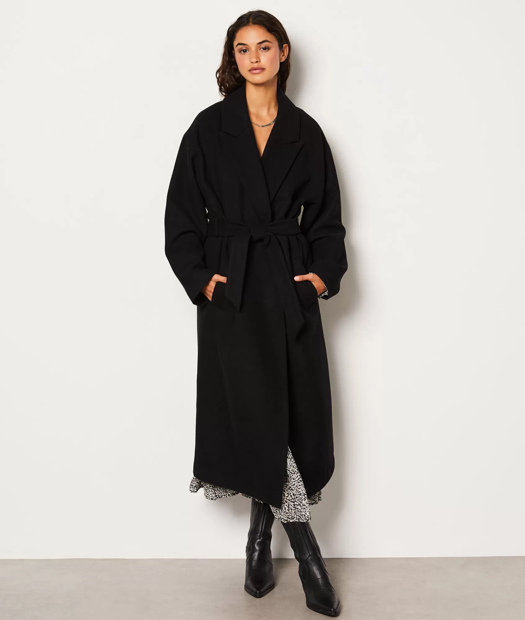 Etam Coats>Manteau long ceinturé avec laine