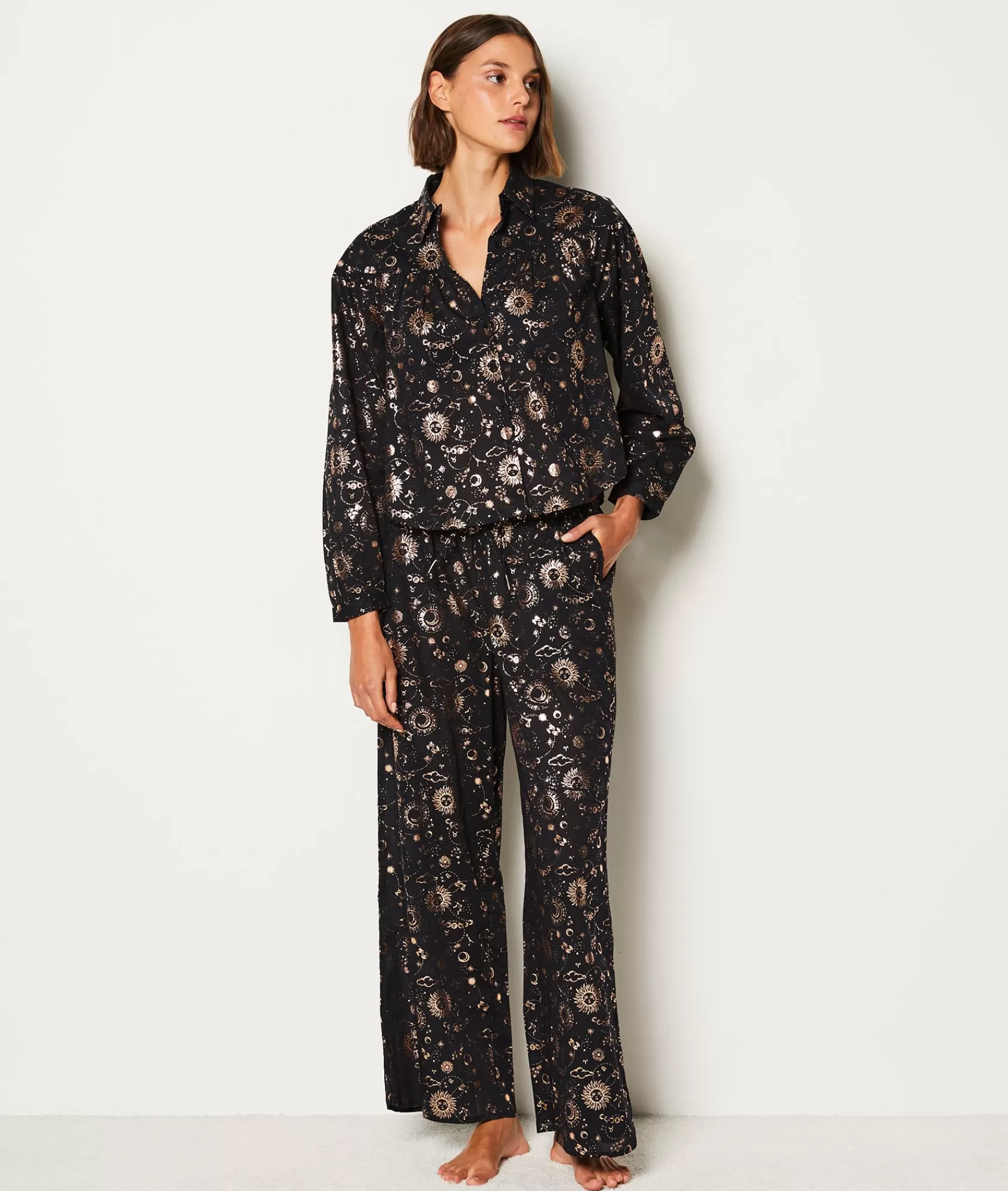 Etam Pyjama Bottoms>Pantalon de pyjama en coton imprimé constellation