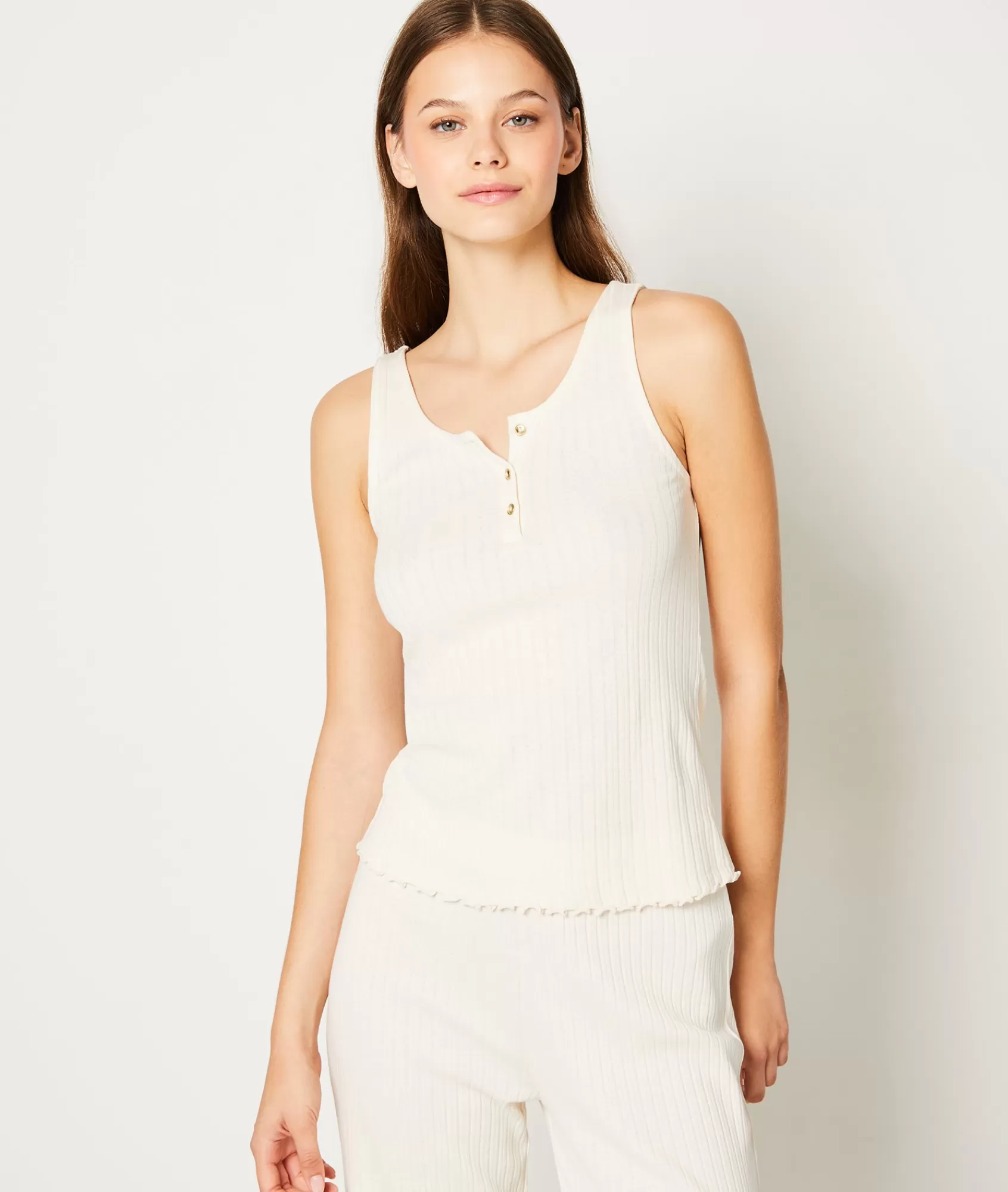 Etam Pyjama Tops>Pointelle Knit Tank Top