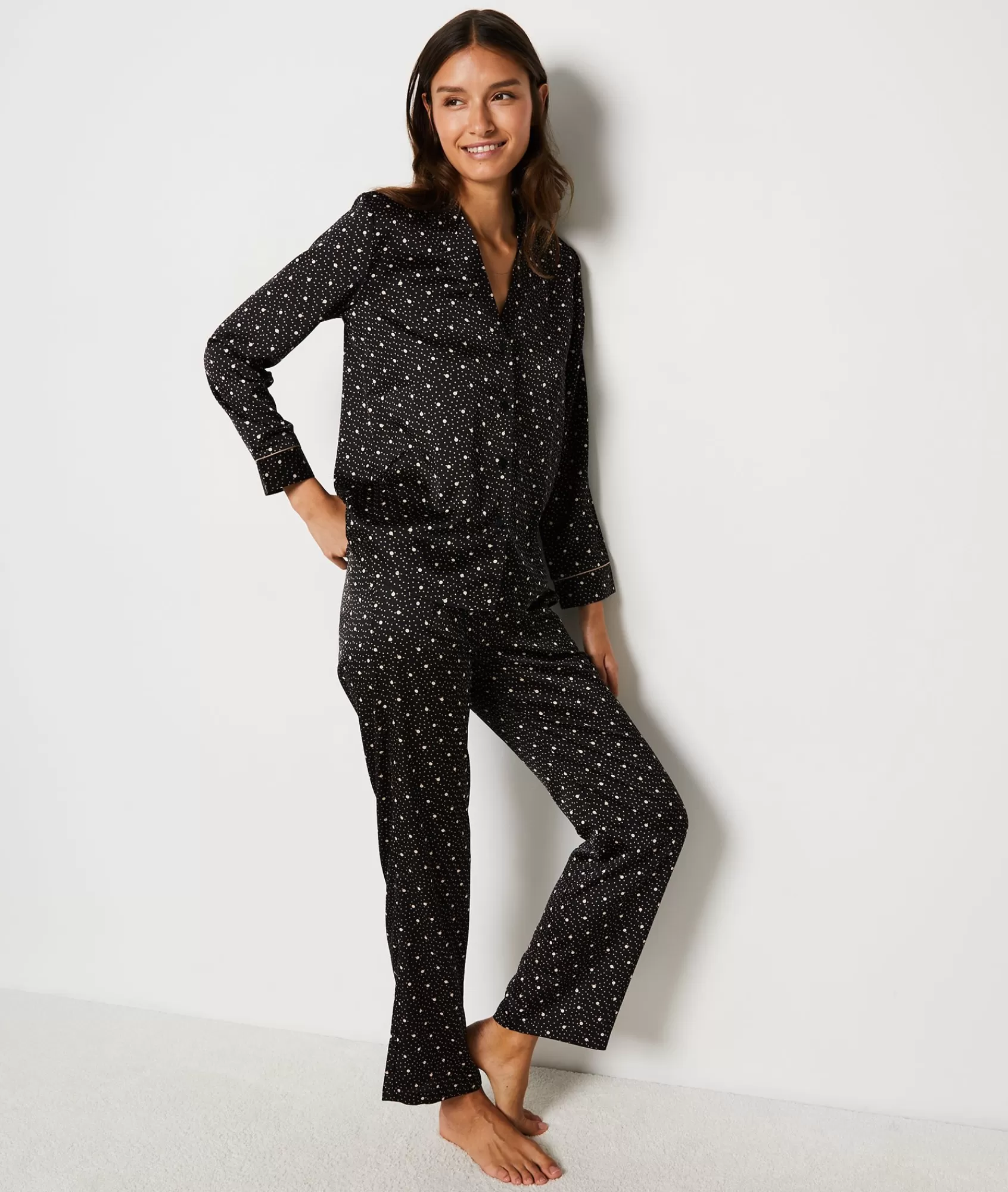 Etam Pyjama Tops>Polka Dot Satin Nightshirt
