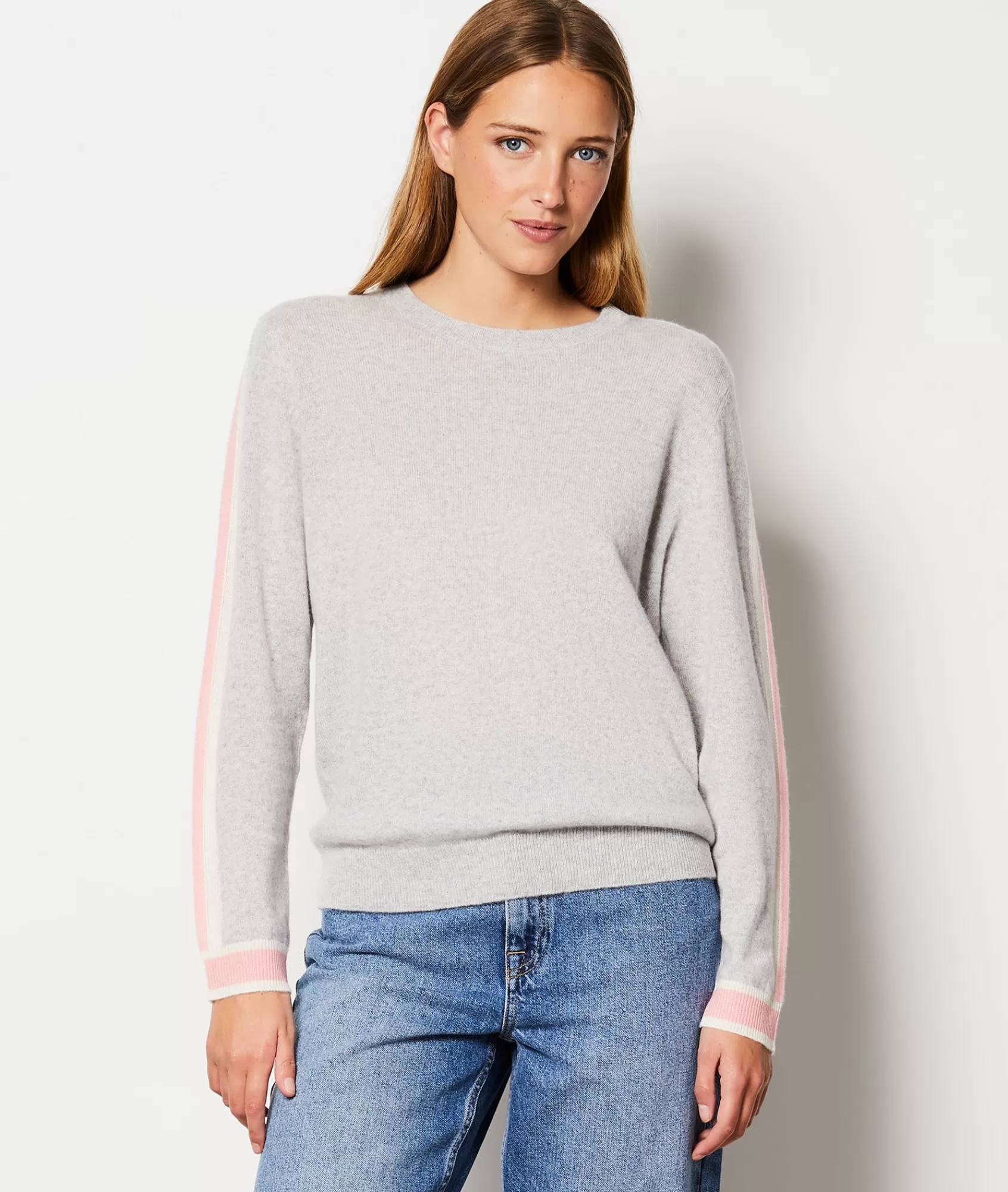 Etam Crewnecks>Pull en 100% cachemire avec détails sur les manches