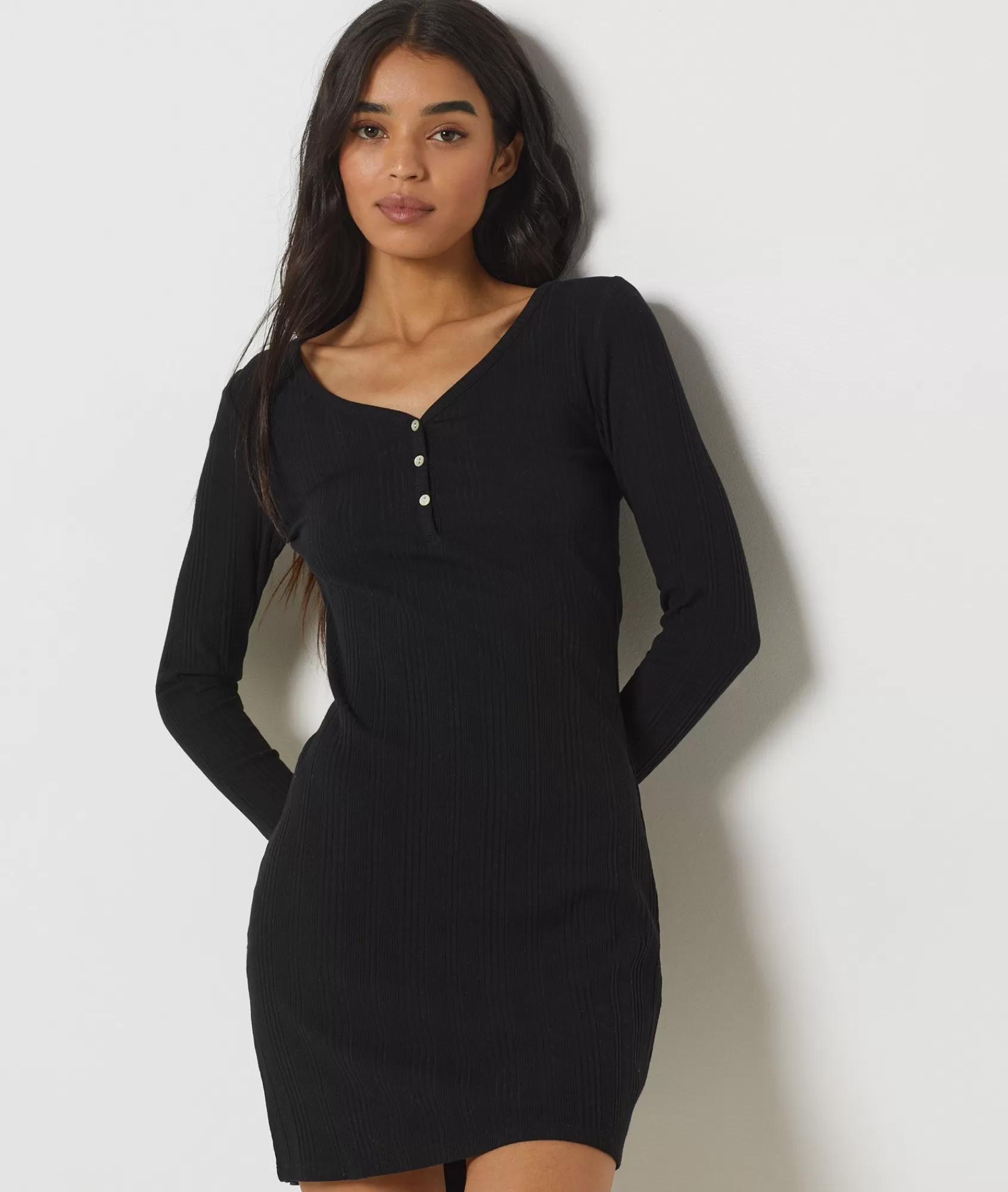Etam Nightshirts>Richelieu Ribbed Knit Nightshirt