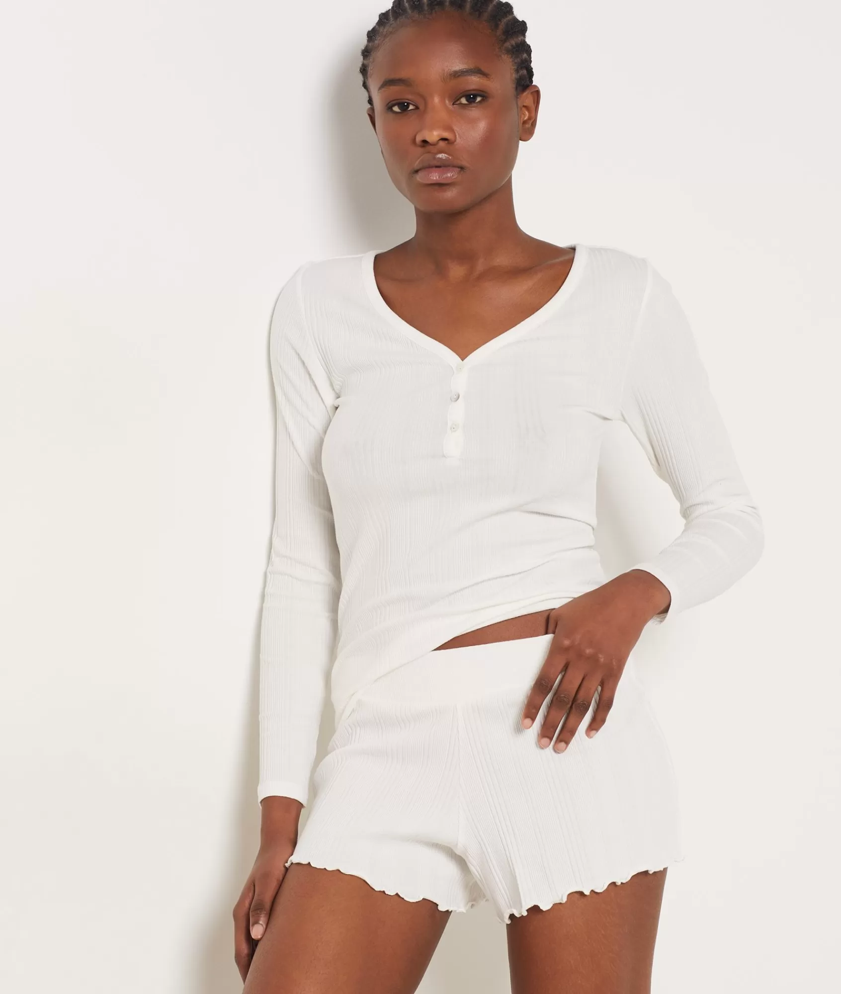 Etam Pyjama Bottoms>Richelieu Ribbed Knit Pyjama Shorts