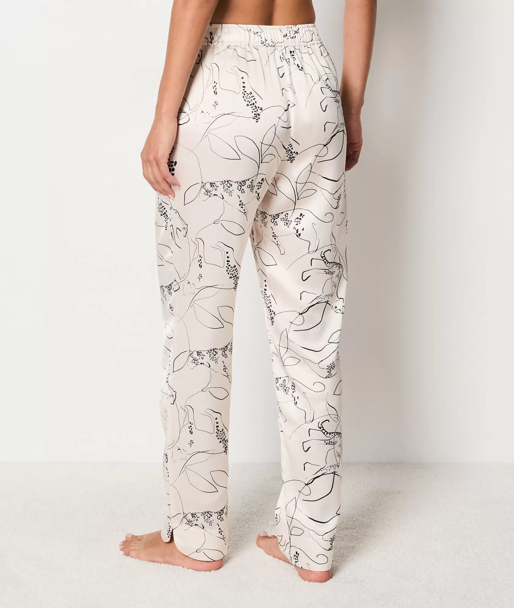 Etam Pyjama Bottoms>Satin trousers with leopard print