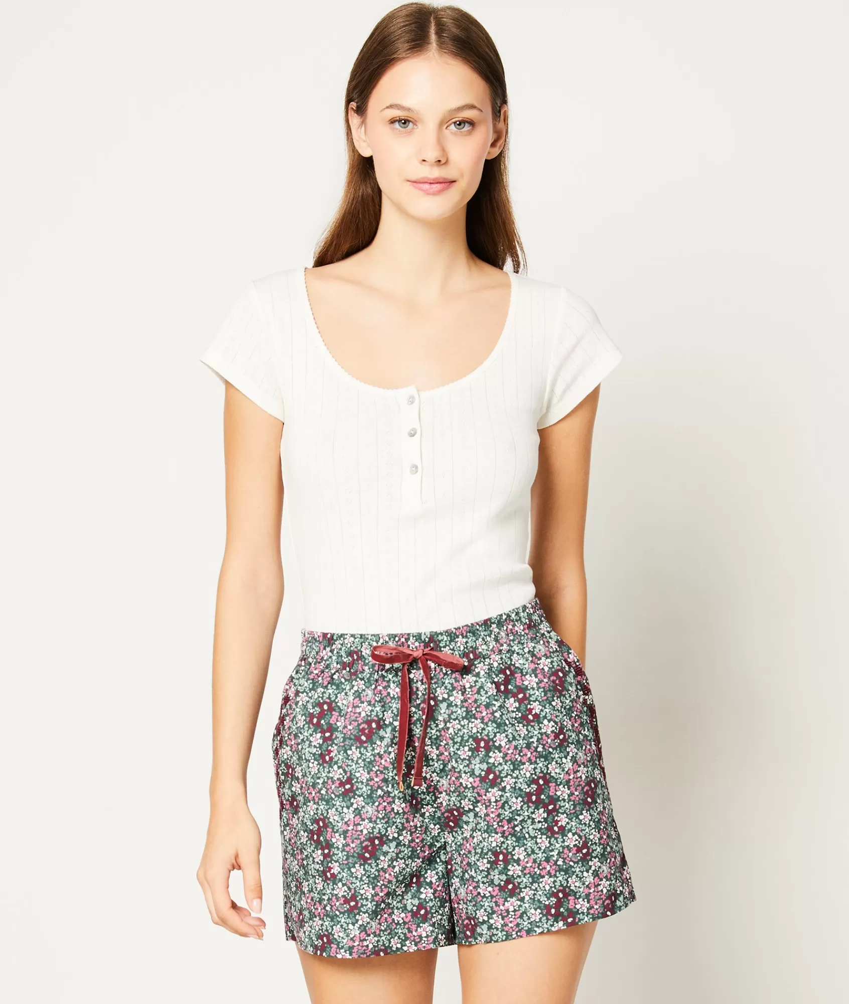 Etam Pyjama Bottoms>Short de pyjama en coton à motifs fleurs
