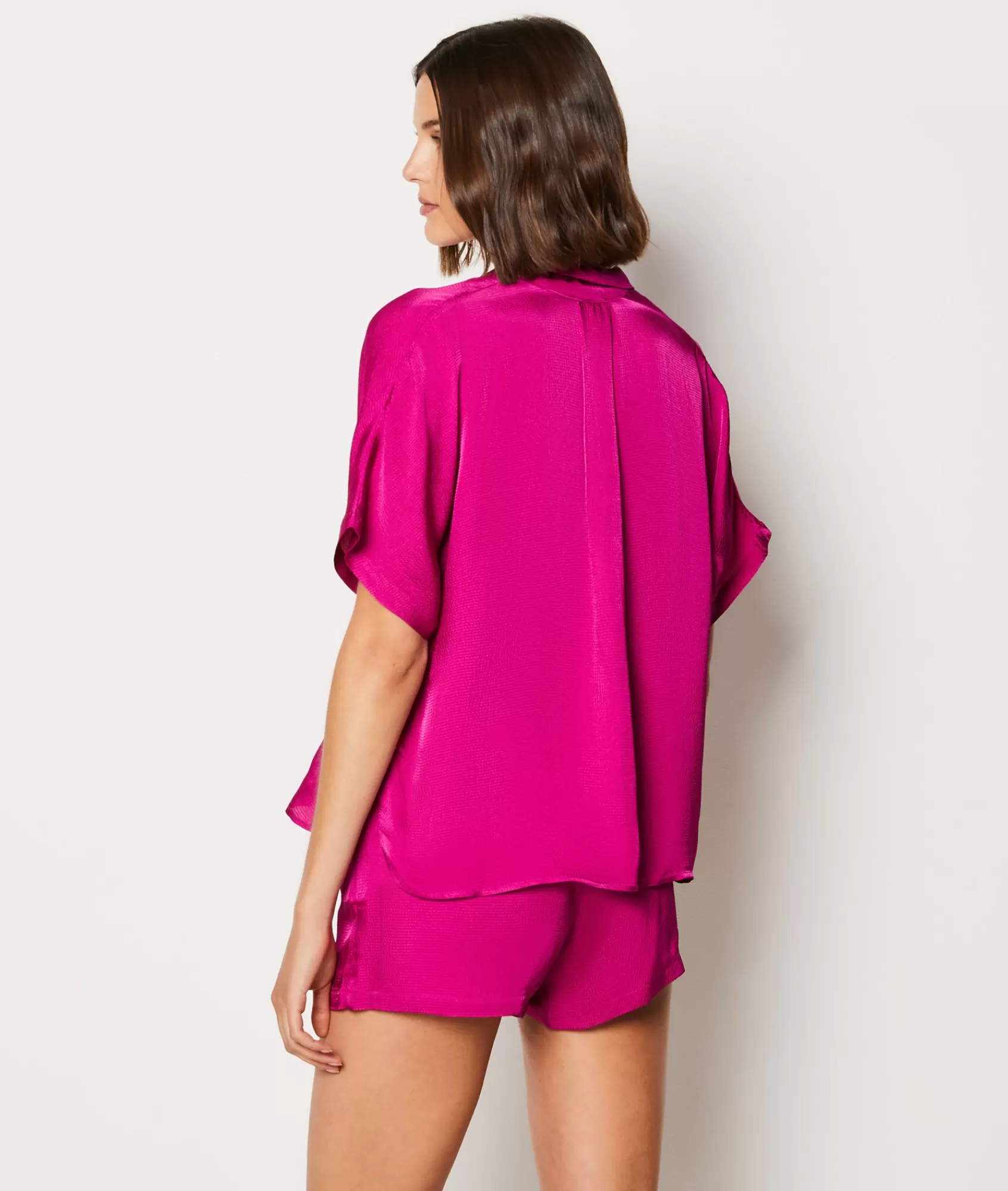 Etam Pyjama Tops>Short-sleeved Satin Pyjama Shirt
