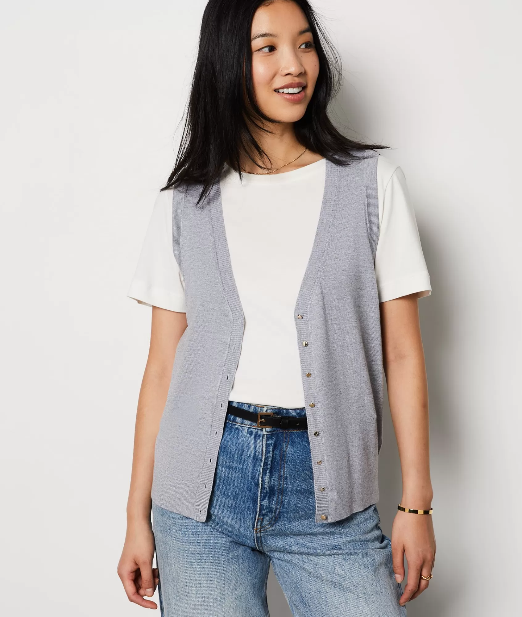 Etam Long Sleeves | Sleeveless>Sleeveless sweater with buttons