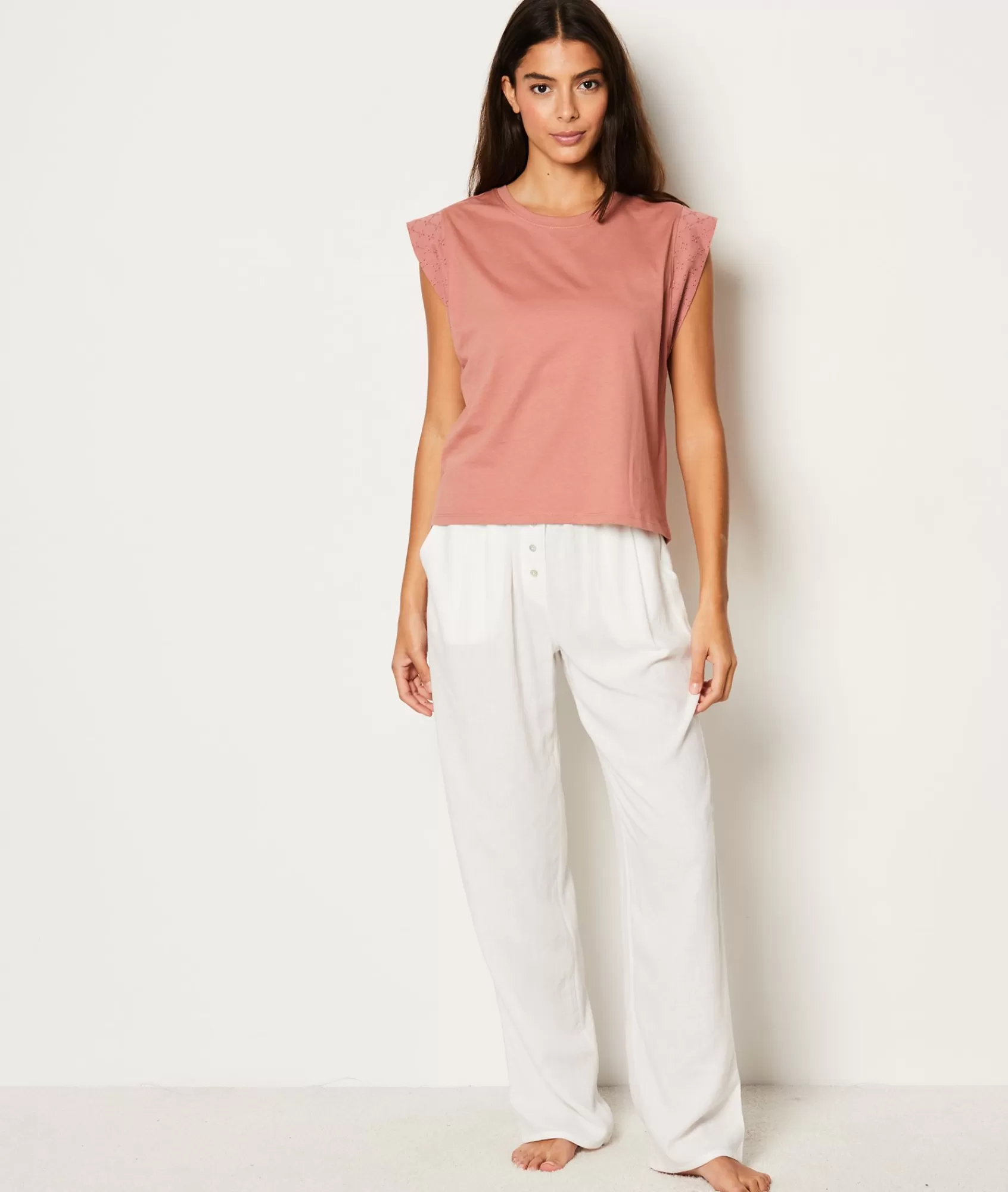Etam Pyjama Bottoms>Straight Leg Linen Pyjama Trousers