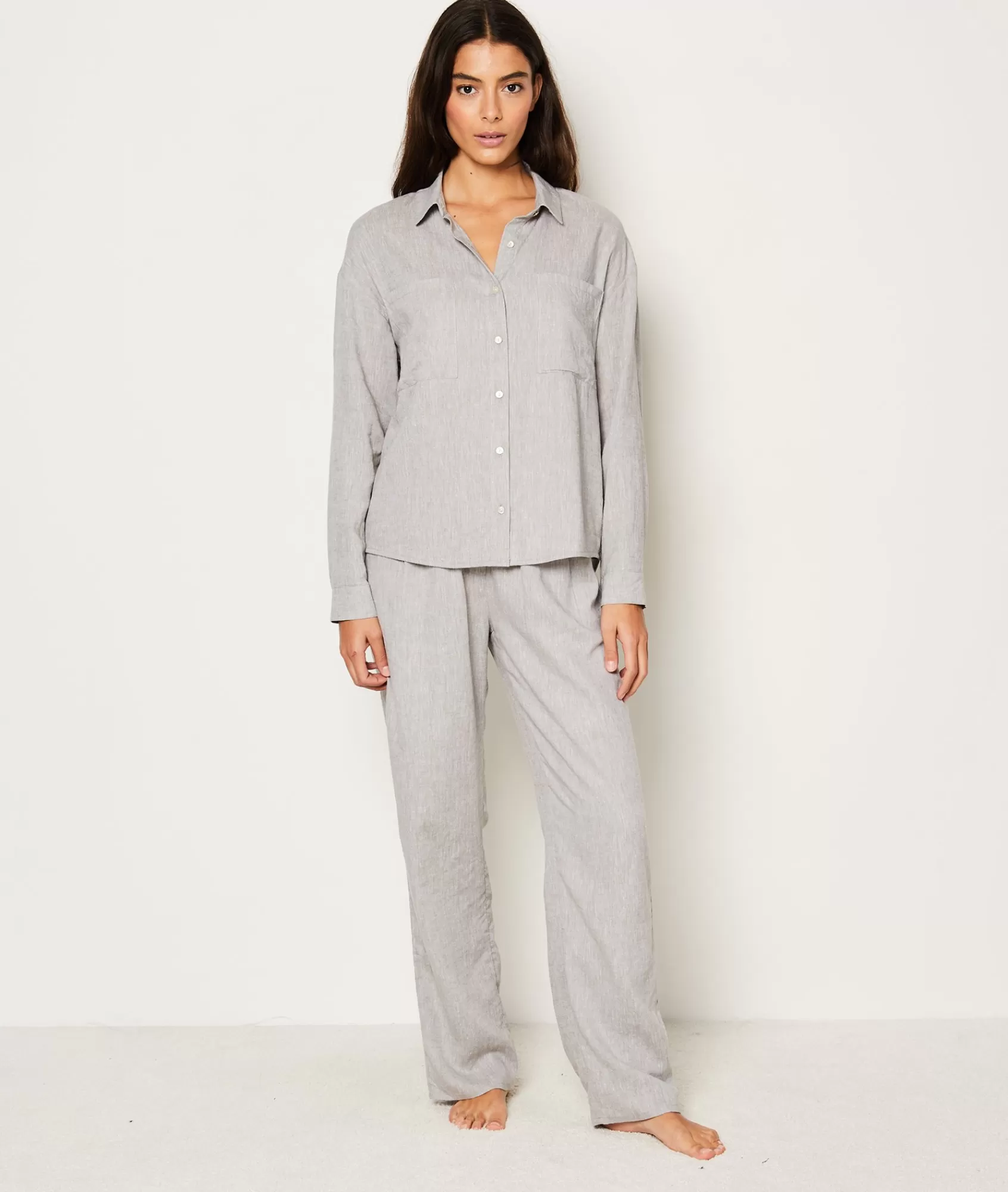 Etam Pyjama Bottoms>Straight Leg Linen Pyjama Trousers