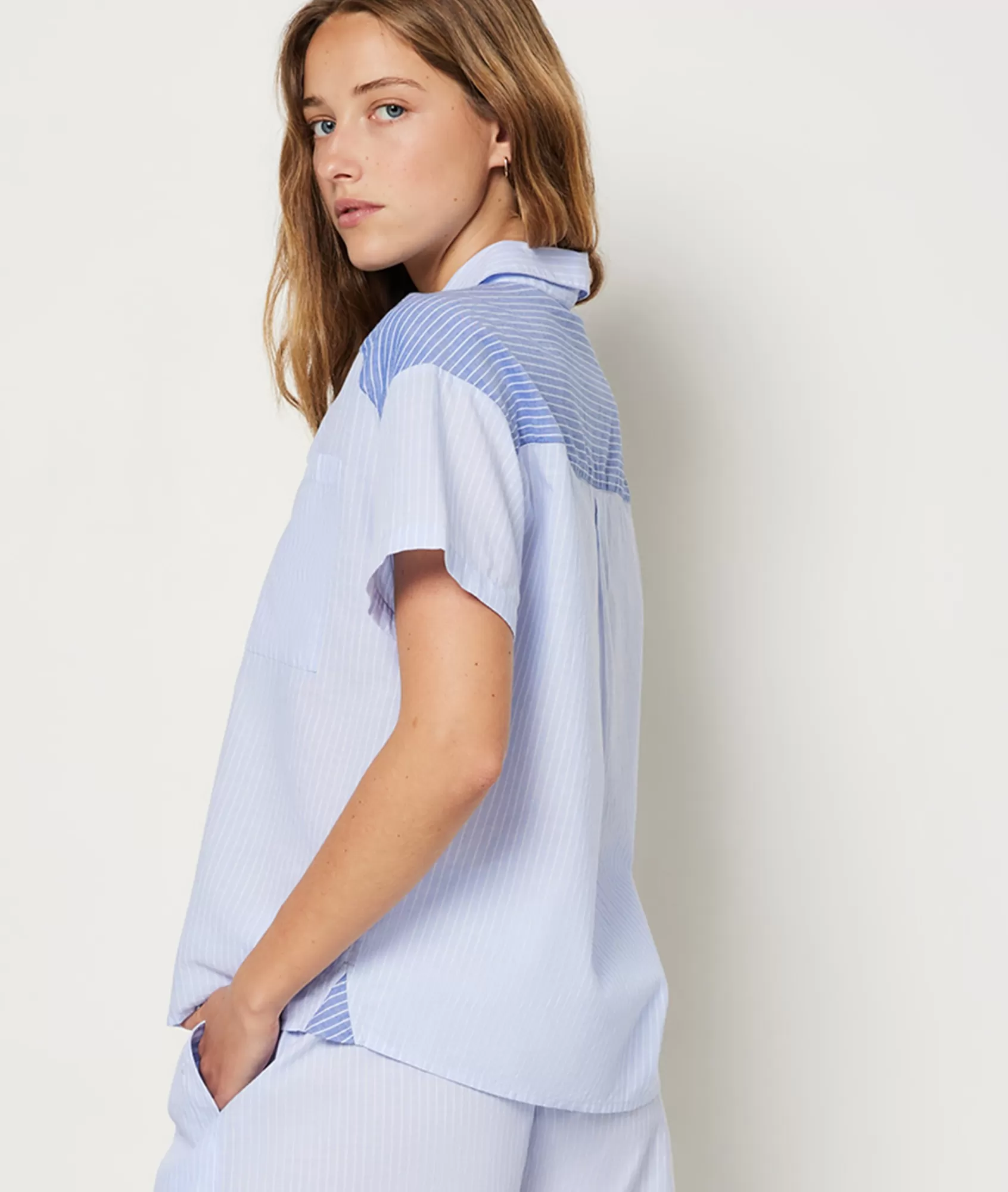 Etam Pyjama Tops>Striped Cotton Pyjama Shirt