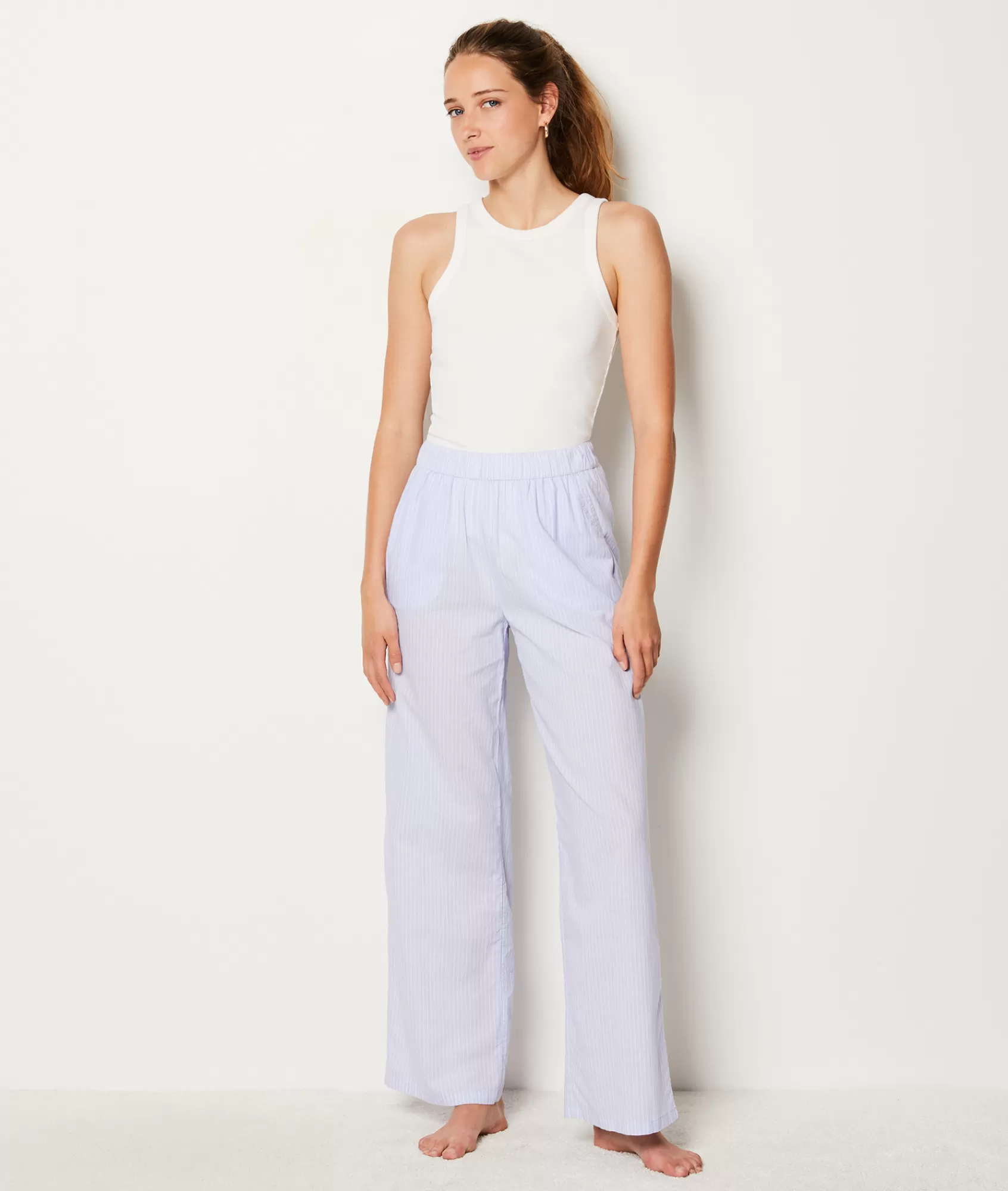 Etam Pyjama Bottoms>Striped Cotton Pyjama Trousers