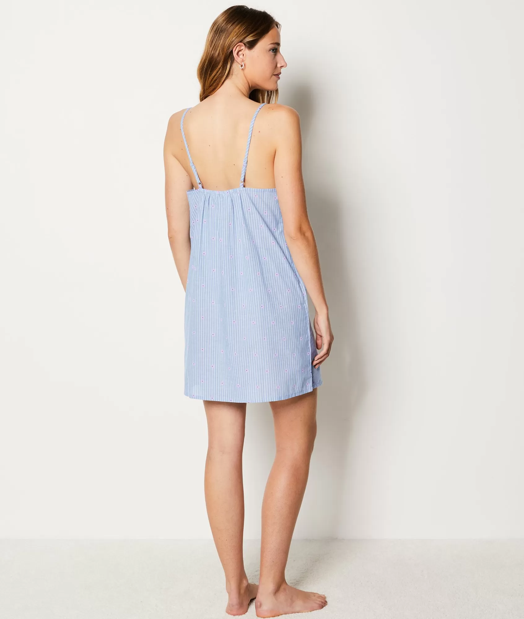 Etam Nightgowns>Striped floral cotton nightdress