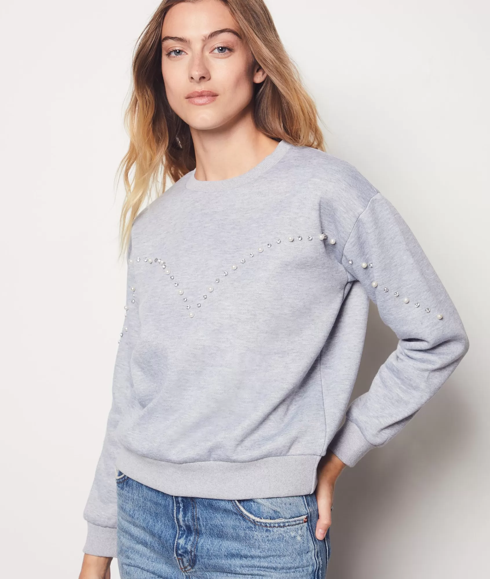 Etam Crewnecks>Sweatshirt with Bead Details