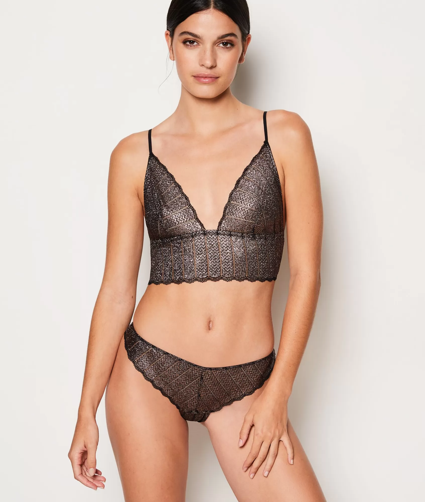 Etam Tanga>Tanga en dentelle irisé