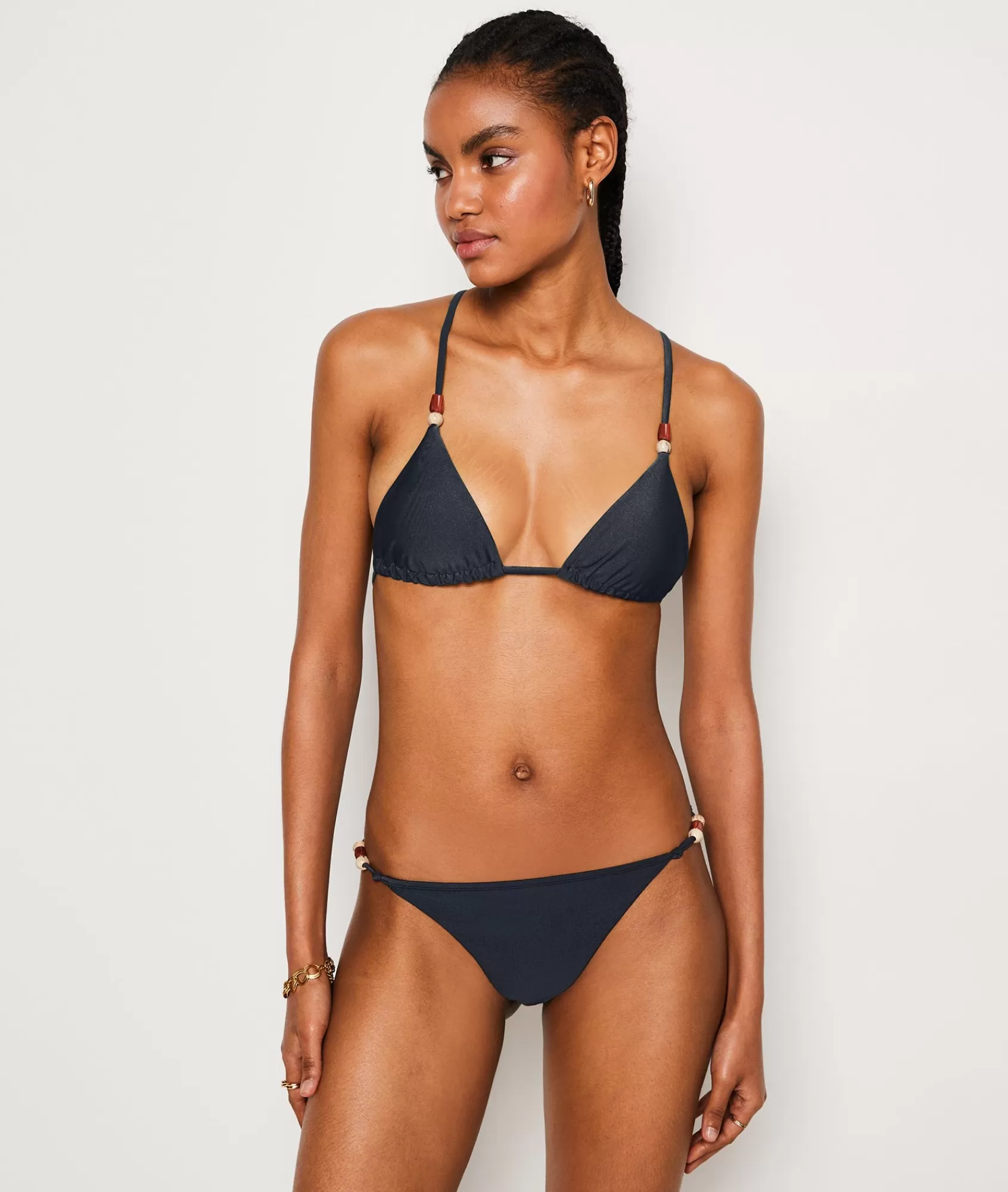 Etam Triangle Tops | Fancy Swimwear>Triangle Beaded Detail Satin Bikini Top
