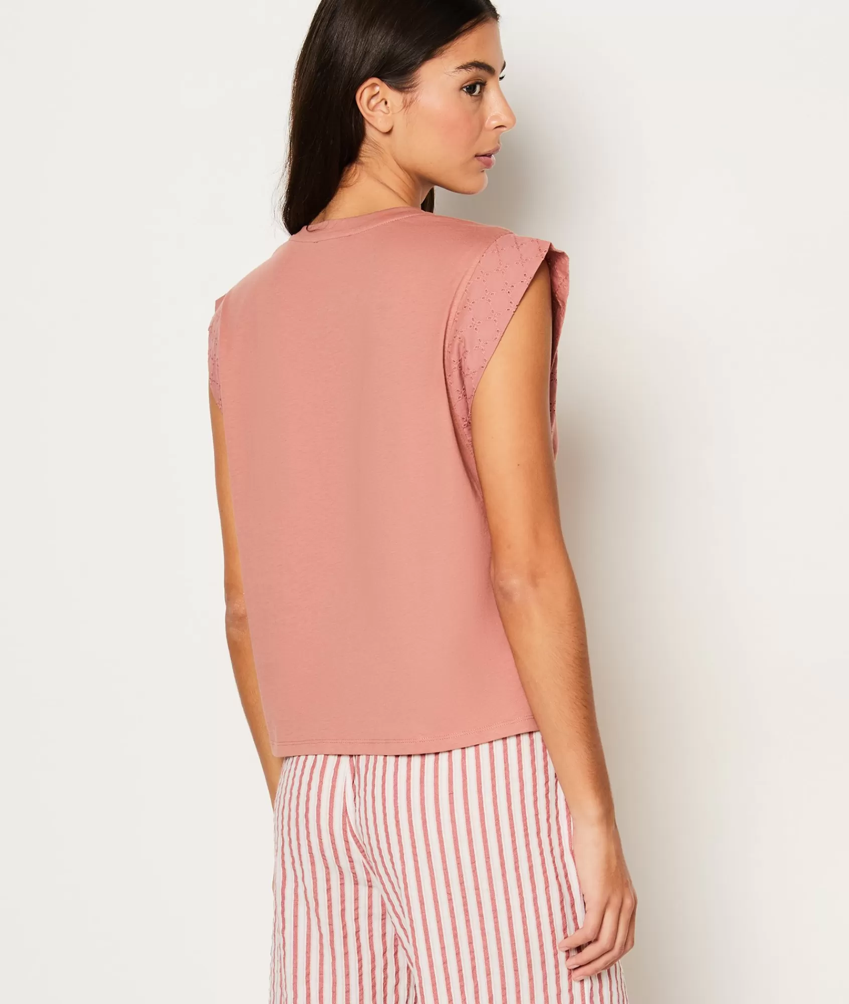 Etam Pyjama Tops>T-shirt de pyjama en coton détail broderie