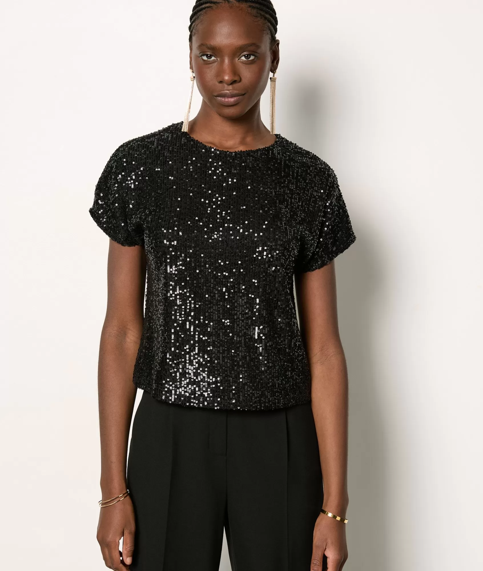 Etam Sequin | T-shirts>T-shirt manches courtes à sequins