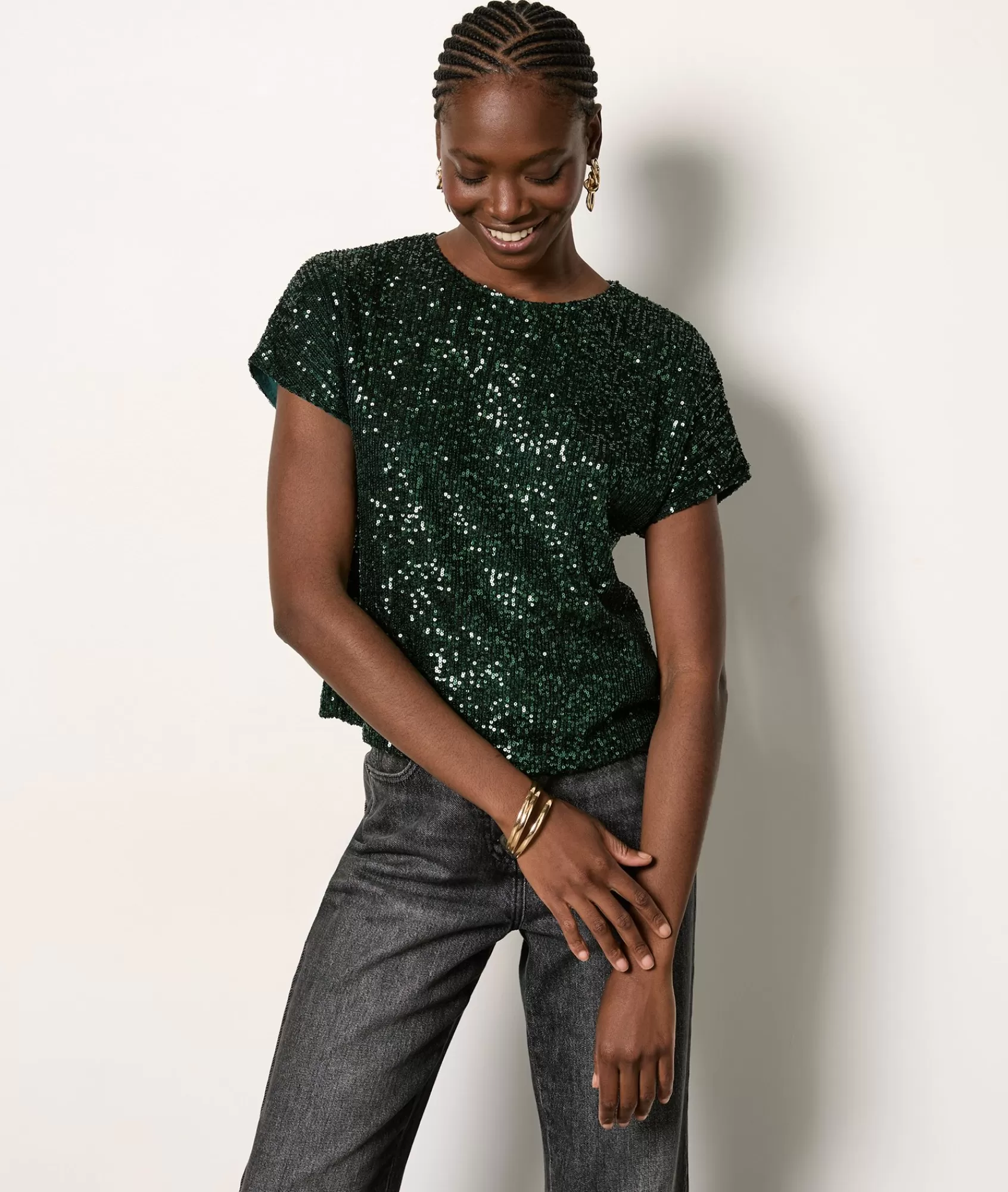 Etam Sequin | T-shirts>T-shirt manches courtes à sequins