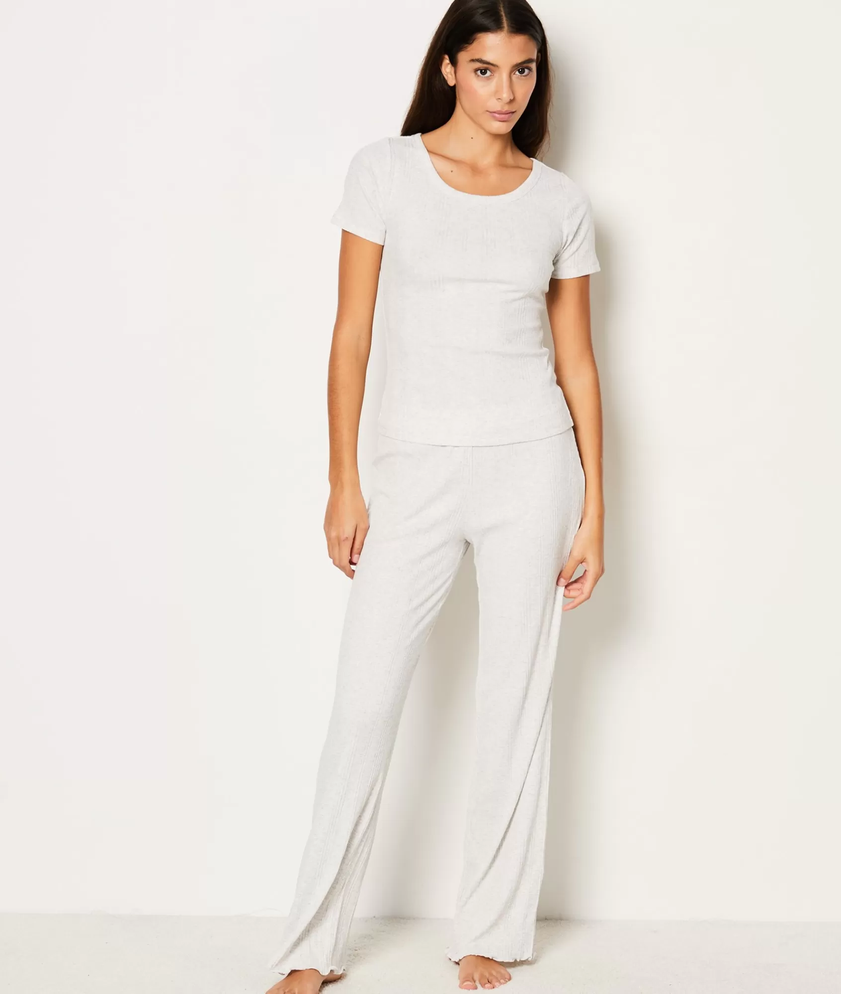 Etam Pyjama Tops>T-shirt manches courtes côtelé en coton