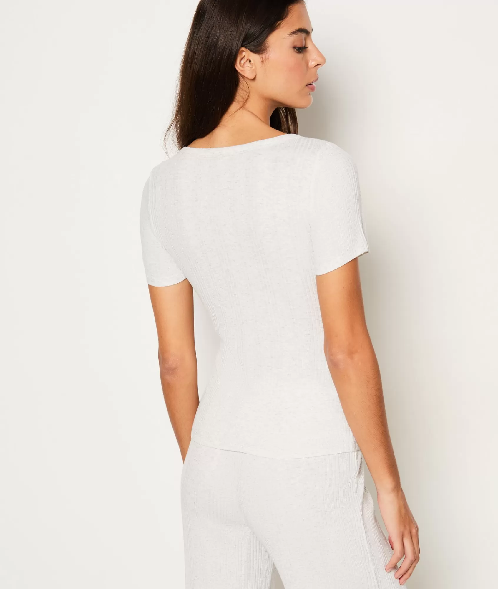 Etam Pyjama Tops>T-shirt manches courtes côtelé en coton