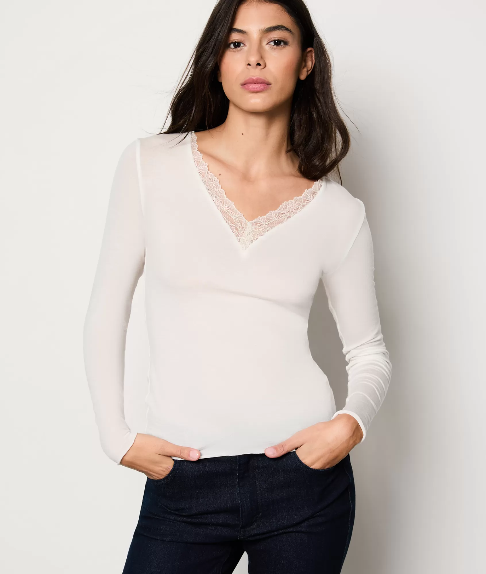 Etam Pyjama Tops>T-shirt manches longues avec cachemire en maille thermique