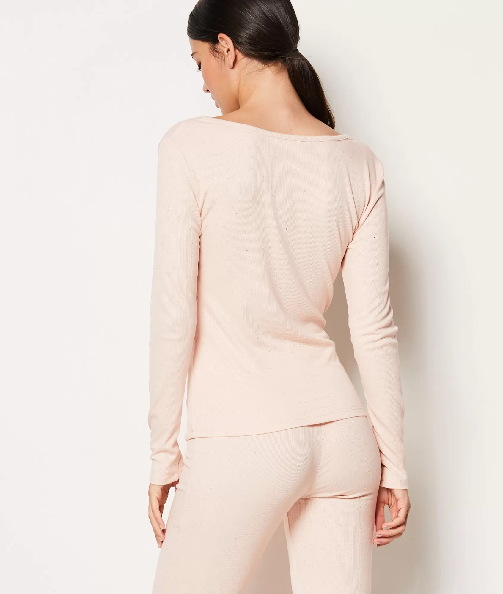Etam Pyjama Tops>T-shirt manches longues boutonné pailleté