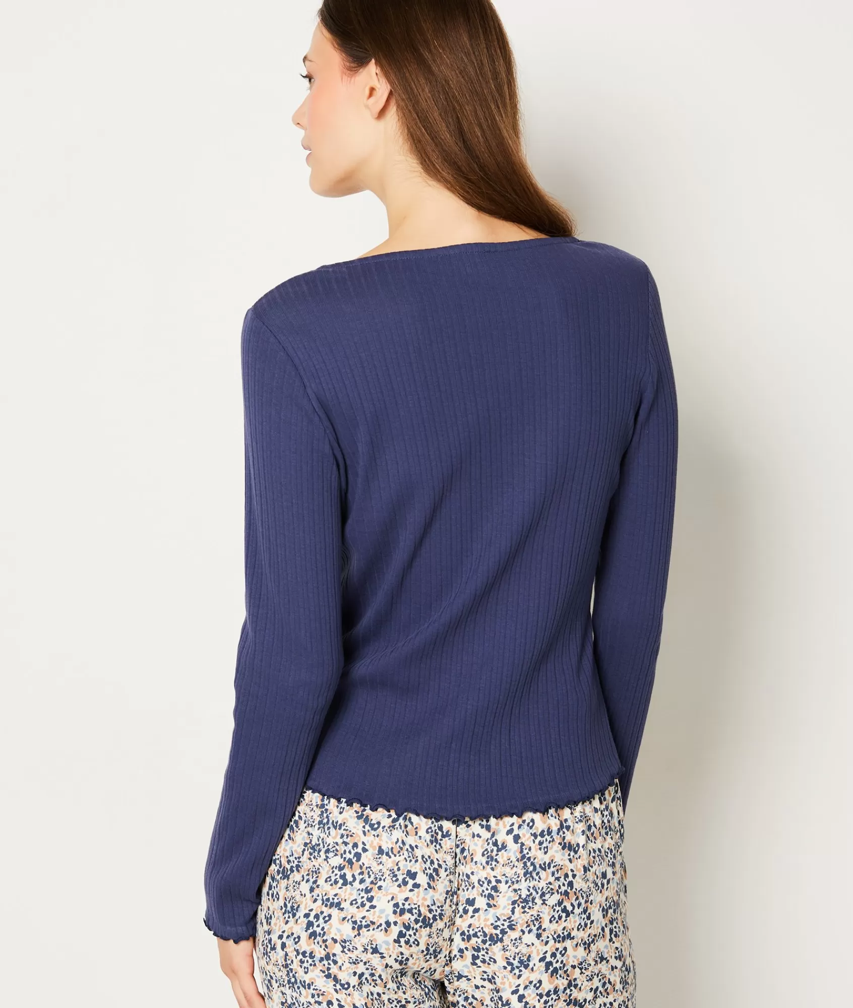 Etam Pyjama Tops>T-shirt manches longues boutons sur le décolleté