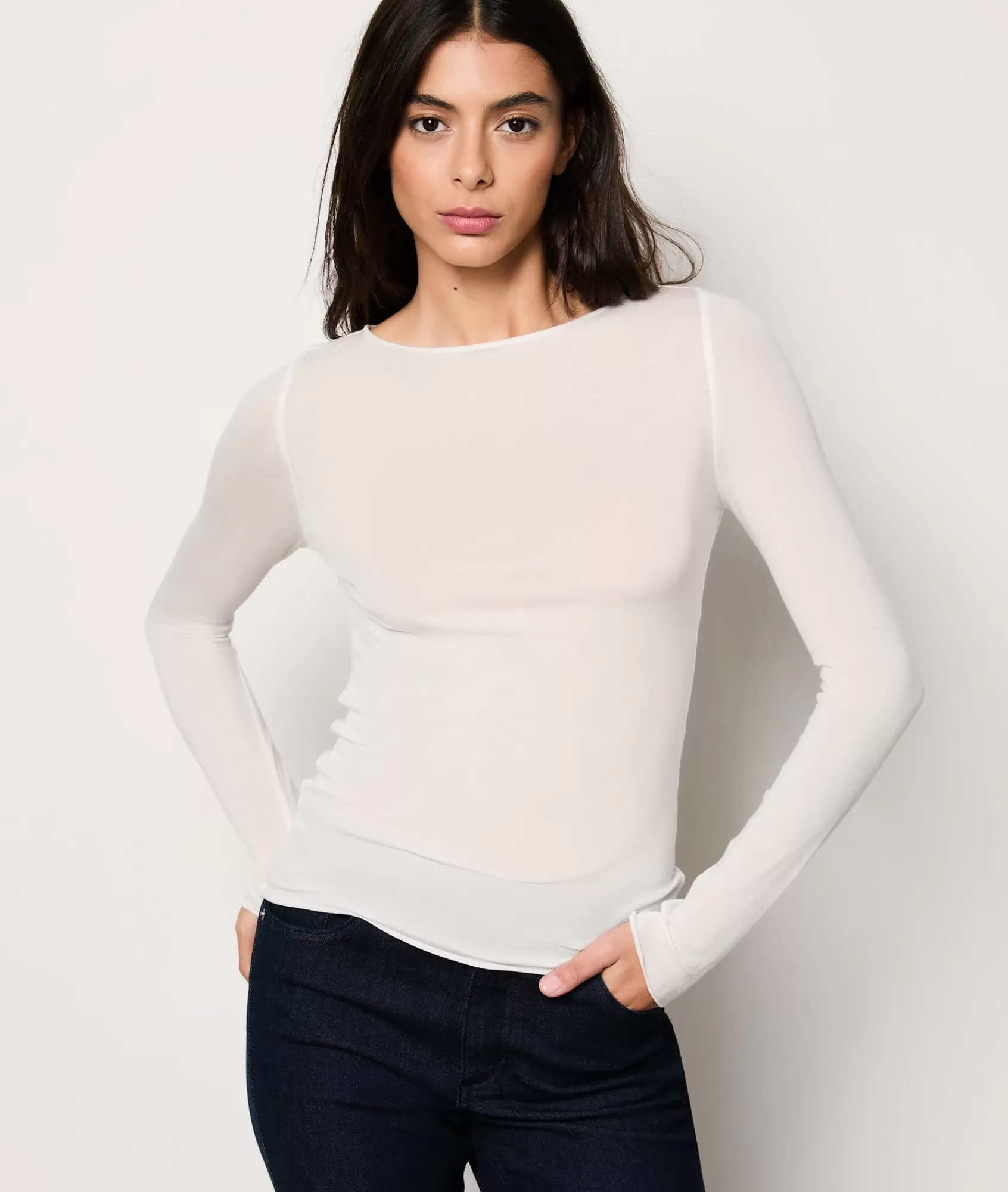 Etam Pyjama Tops>T-shirt manches longues col bateau avec cachemire en maille thermique