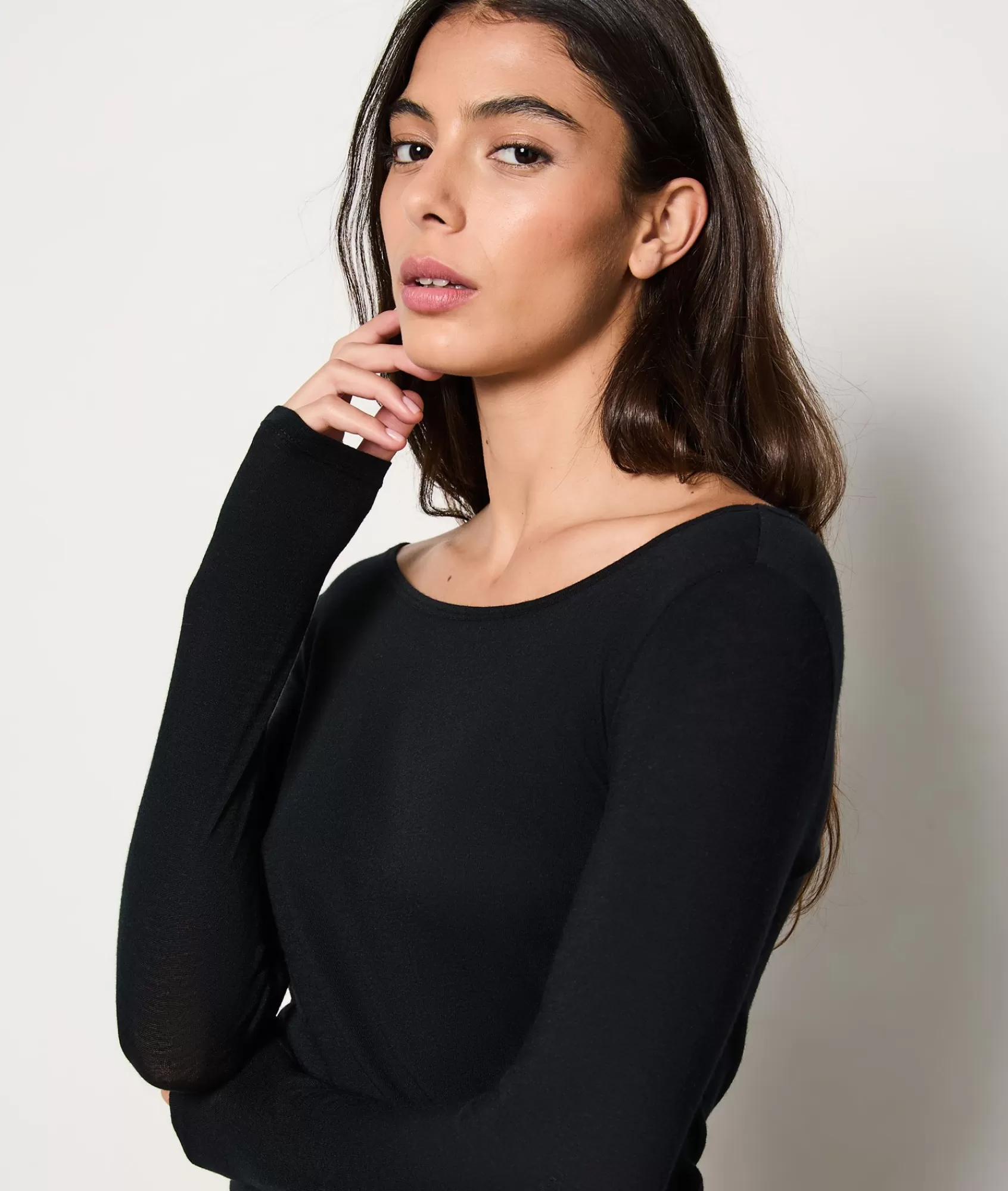 Etam Pyjama Tops>T-shirt manches longues col bateau avec cachemire en maille thermique