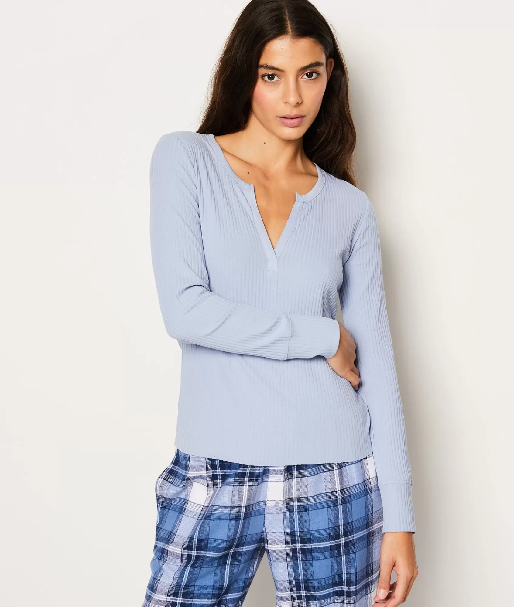Etam Pyjama Tops>T-shirt manches longues côtelé en coton