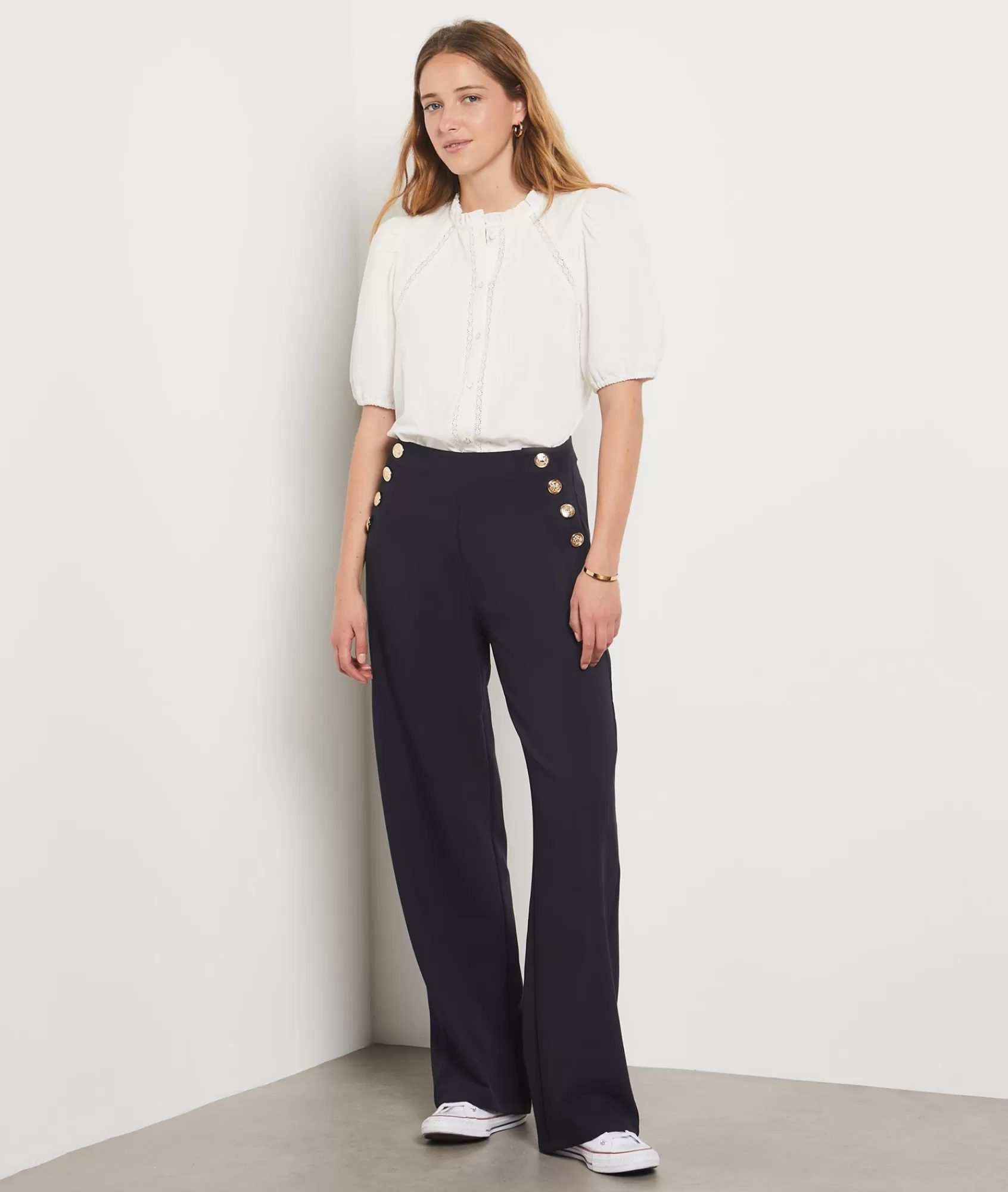 Etam Wide-leg Pants>Wide Cut Trousers with Button Details